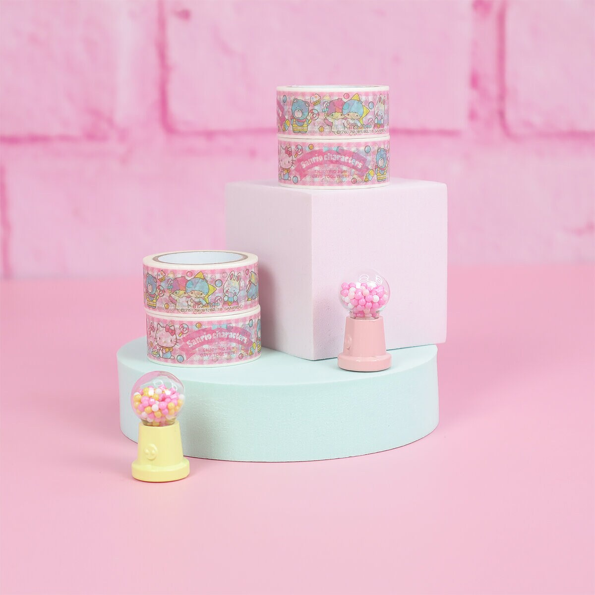 Washitejp - Sanrio Friends, rosa rutig