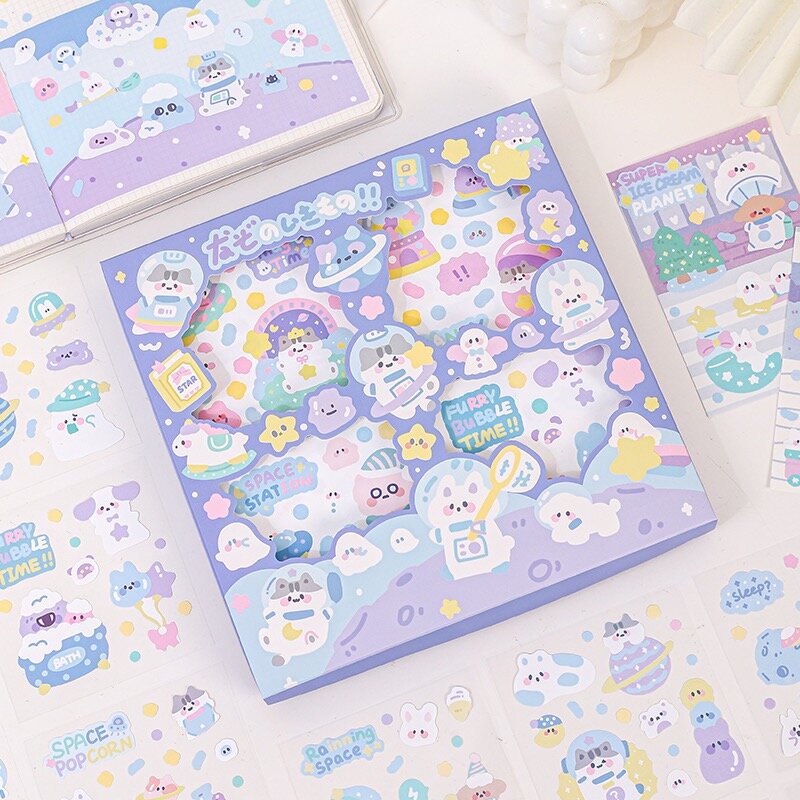 Stickers kit 100 ark - Lila galaxy bunnies