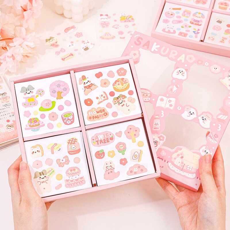 Stickers kit 100 ark - Rosa sakura