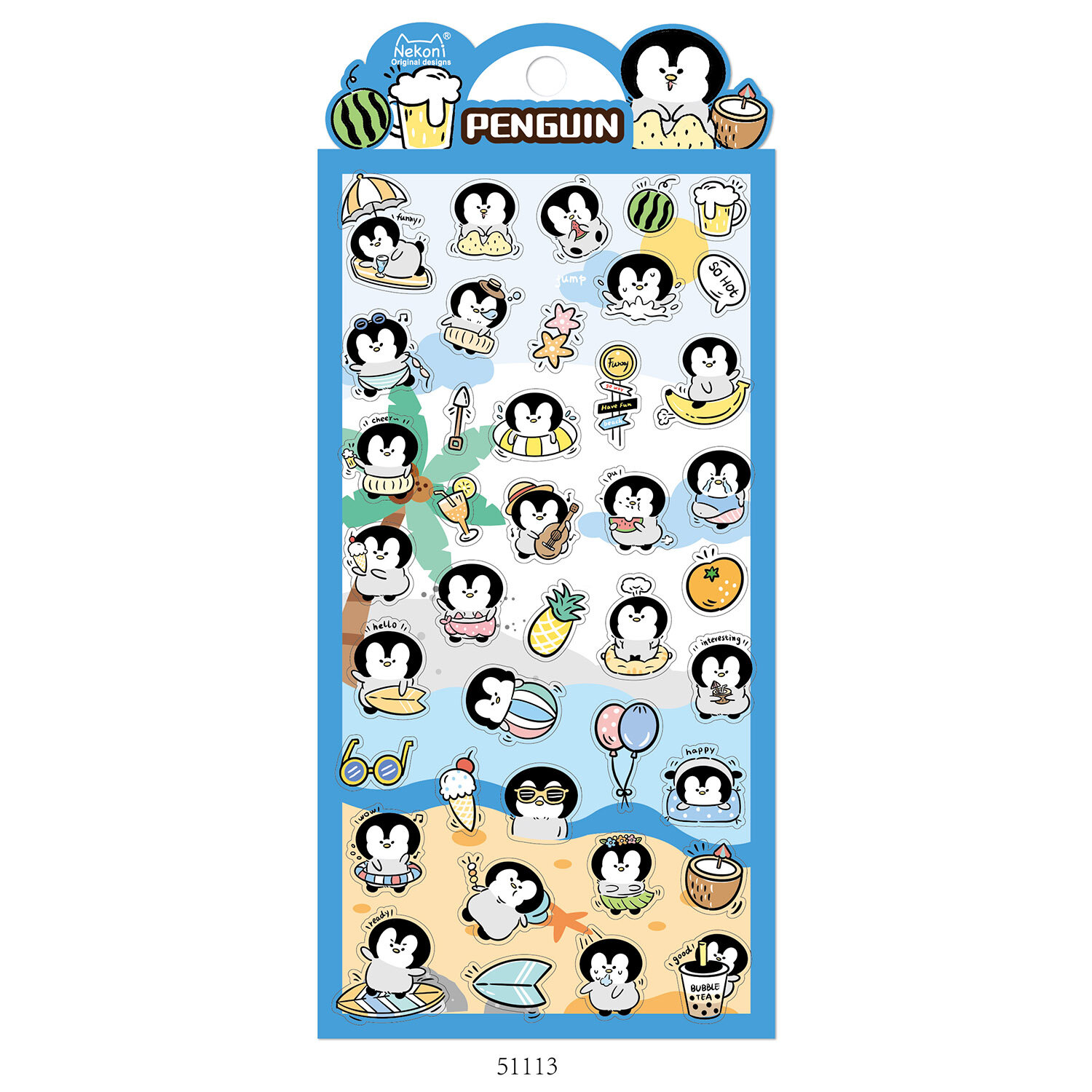 Stickers - Pingviner på stranden (51113)