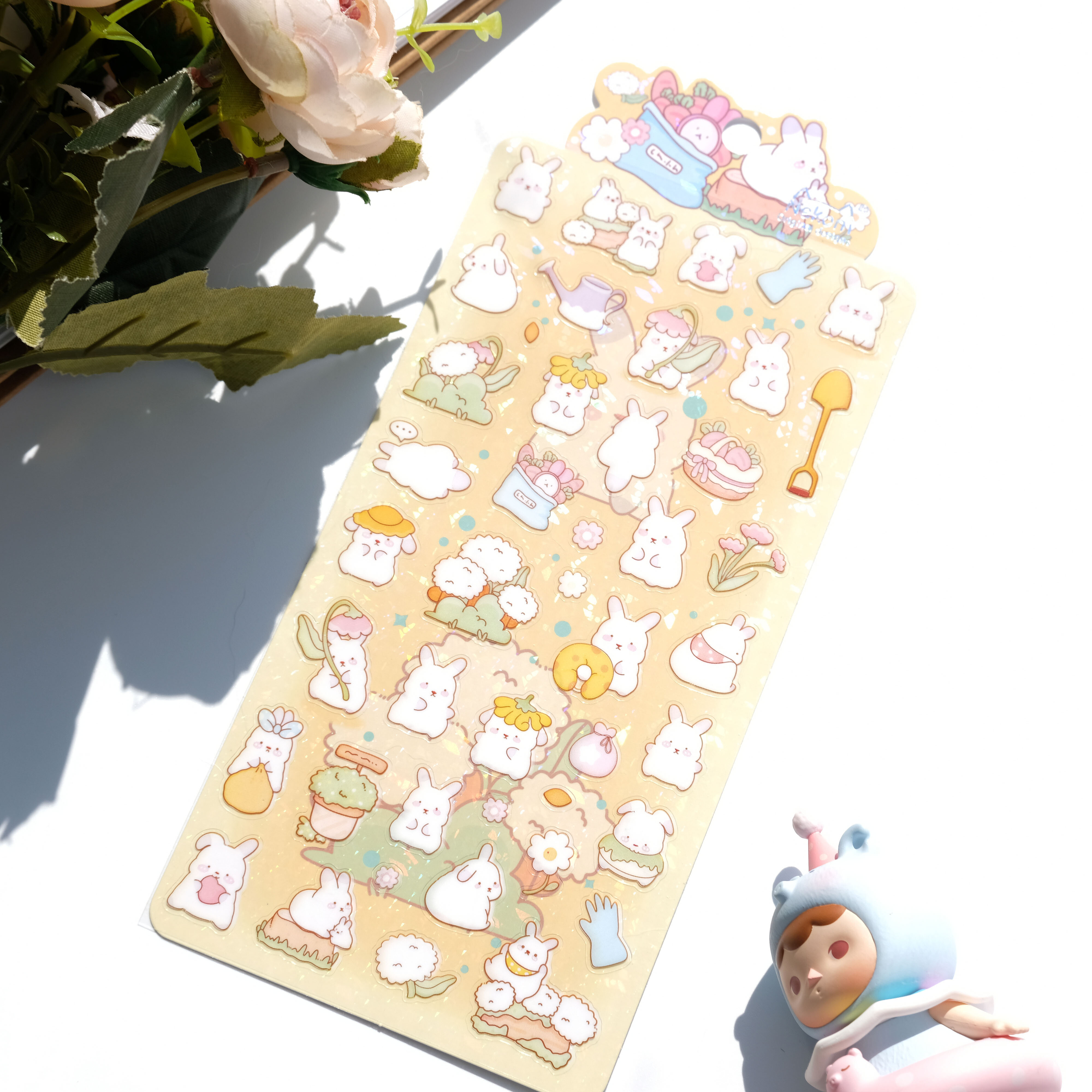 Stickers - Kaniner med blommor (51135)