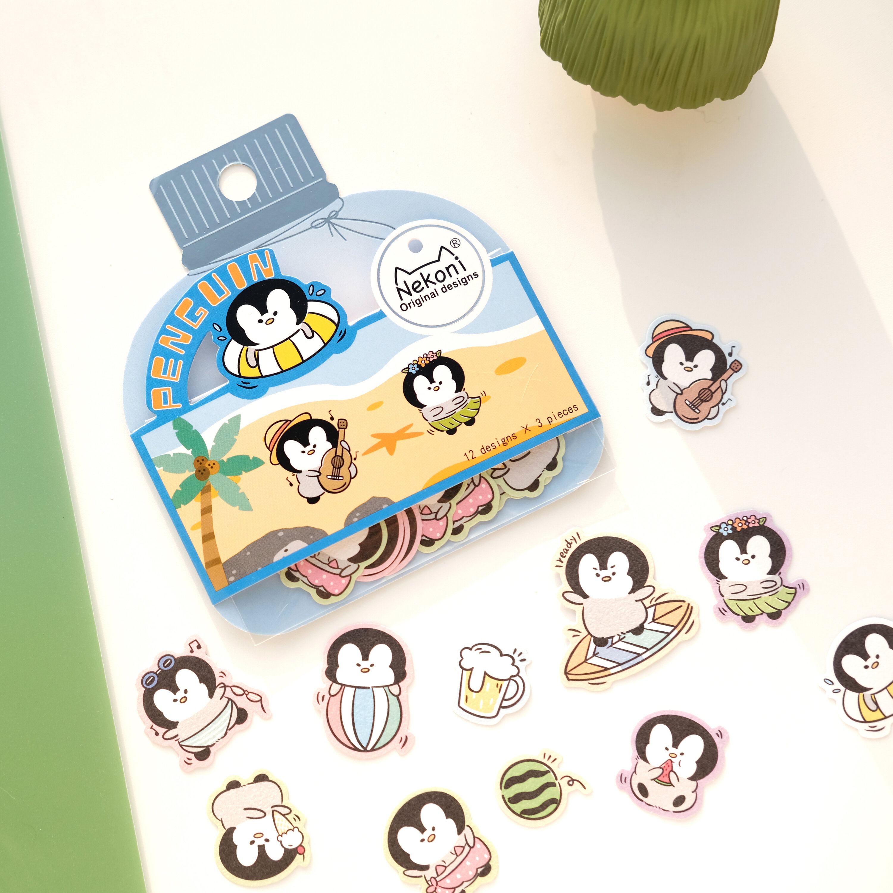 Lösa stickers - Pingviner på stranden (51165)
