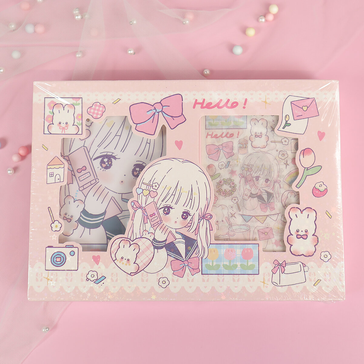 Bunny Girl anteckningsbok & stickers-set