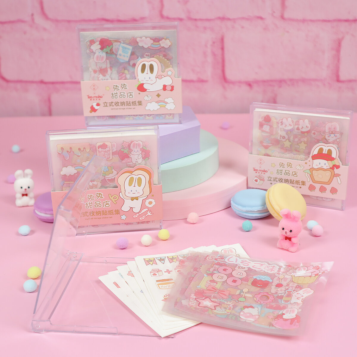 Strawberry Bunny låda med stickers & washi