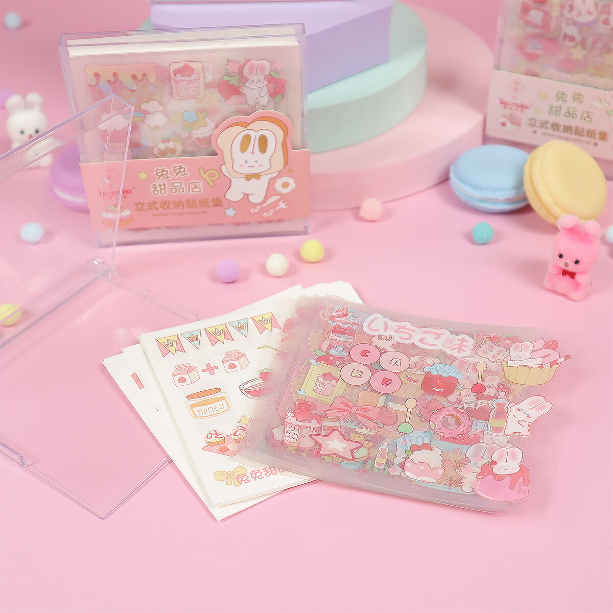 Strawberry Bunny låda med stickers & washi