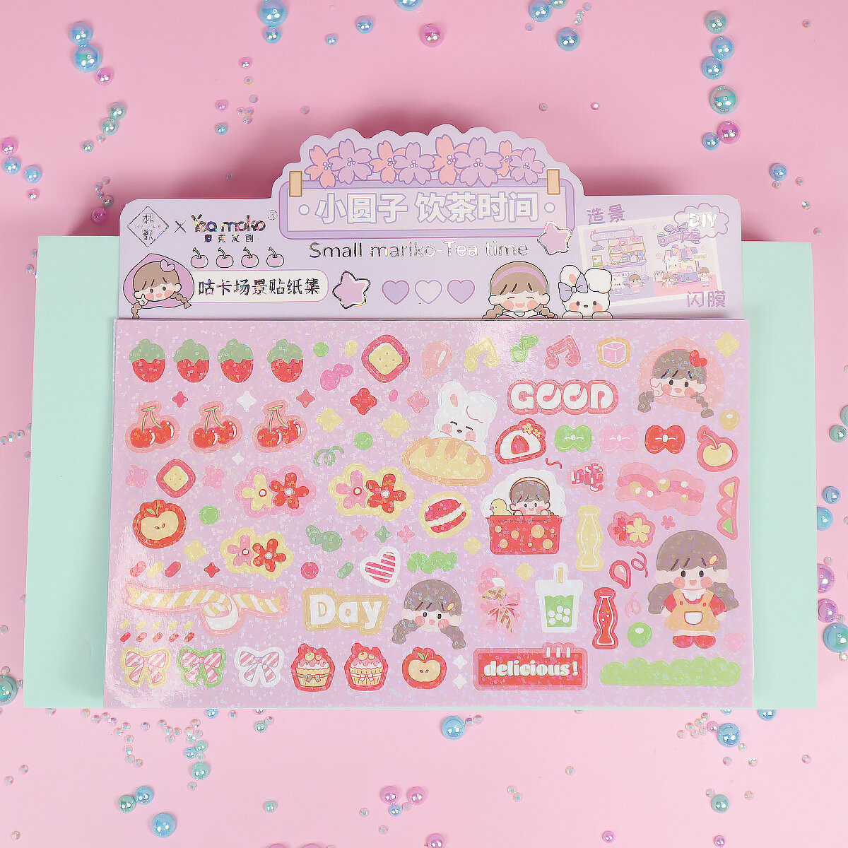 DIY kort med stickers - Small Mariko Tea Time
