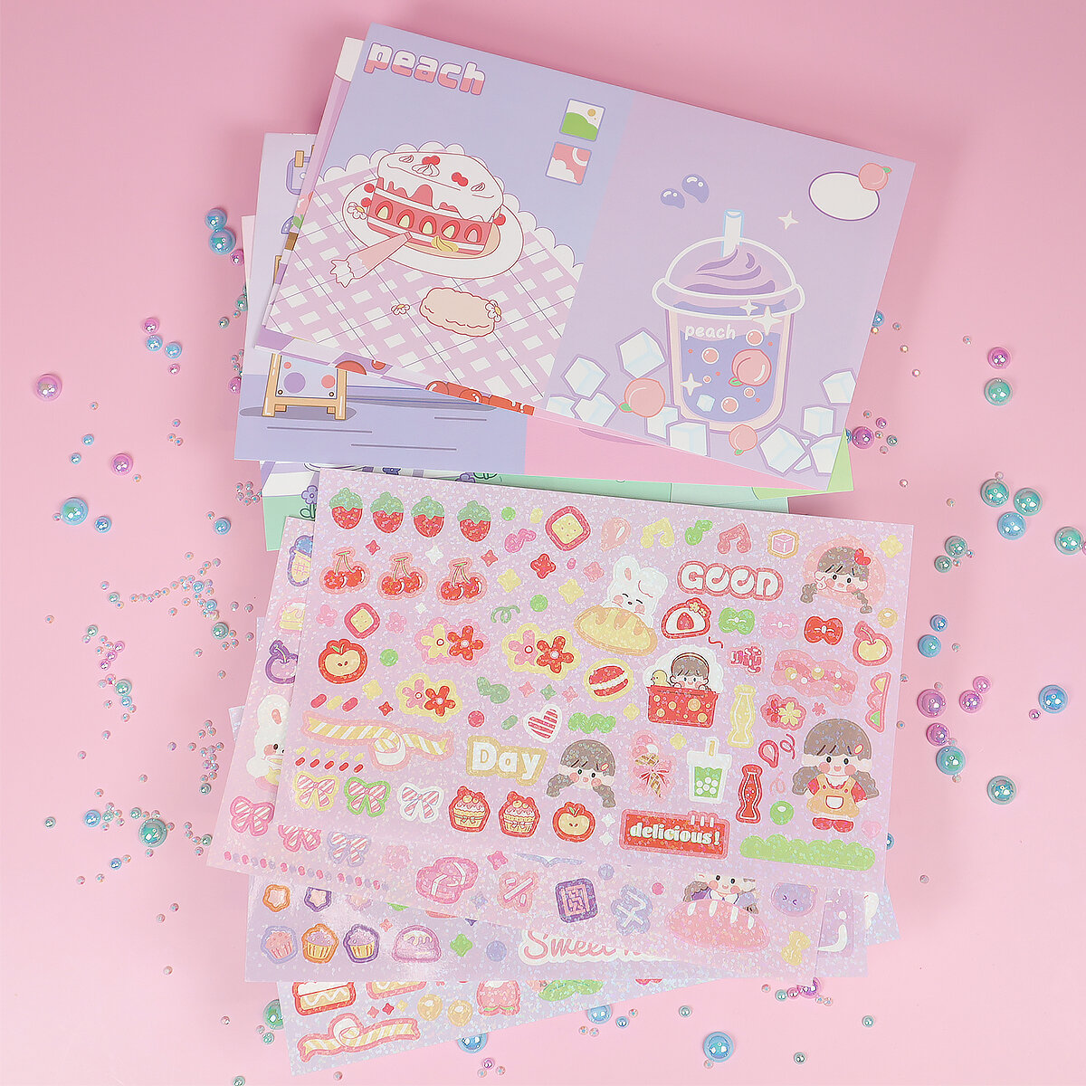 DIY kort med stickers - Small Mariko Tea Time