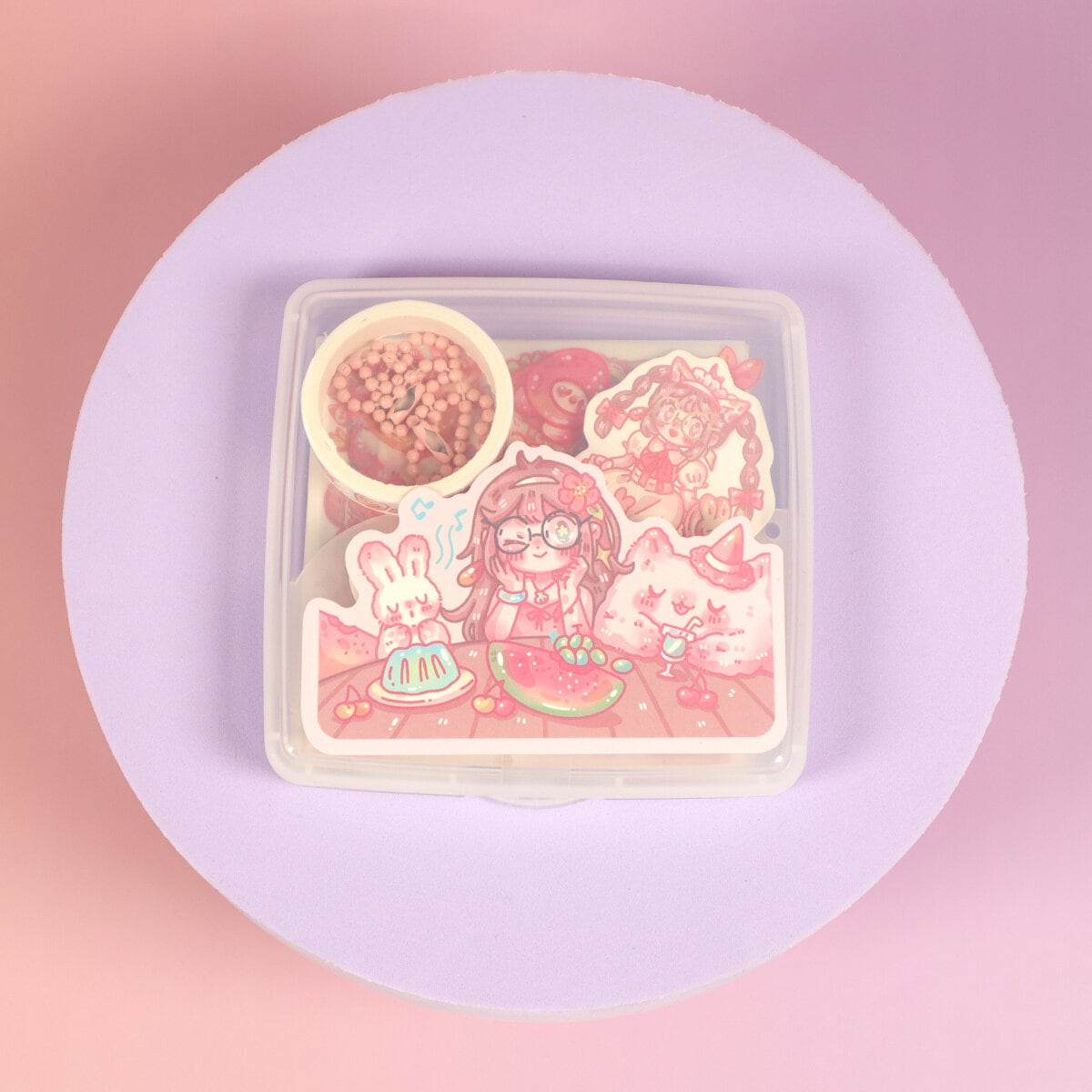 Rosa DIY-kit 2 bag charms & massor av stickers