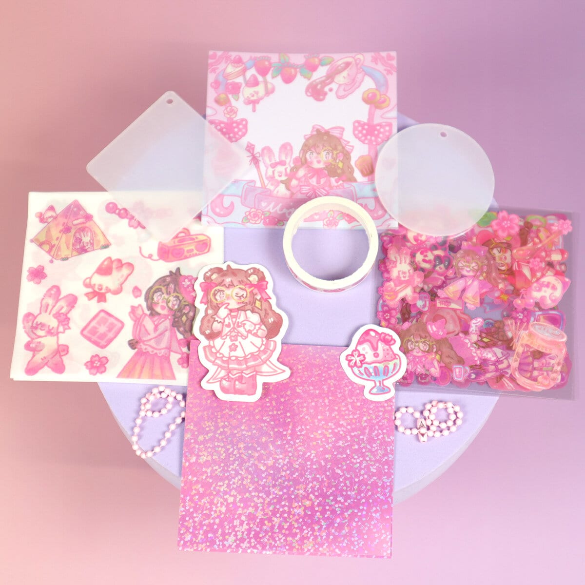 Cerise DIY-kit 2 bag charms & massor av stickers