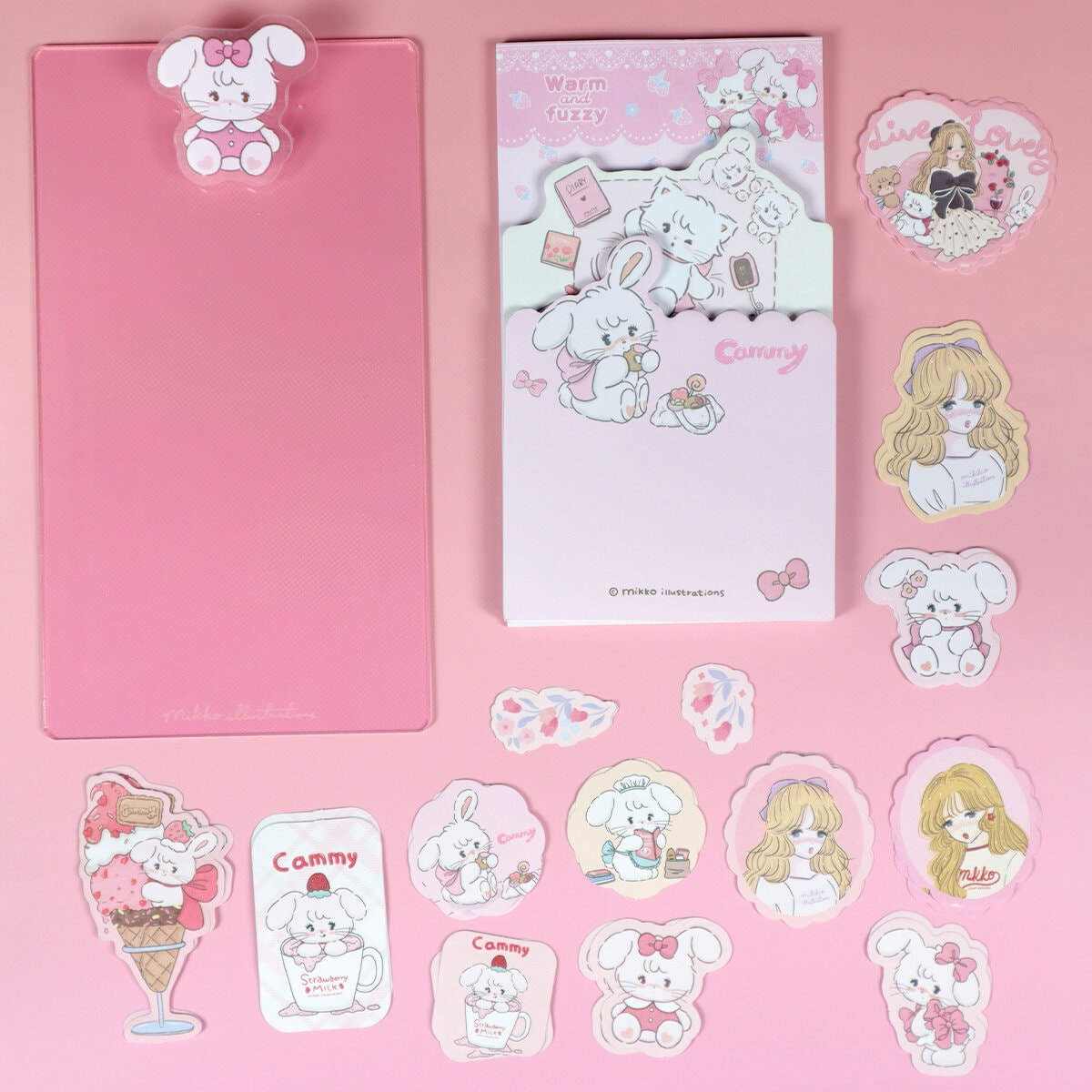 Mikko bunny smal clipboard & stickers