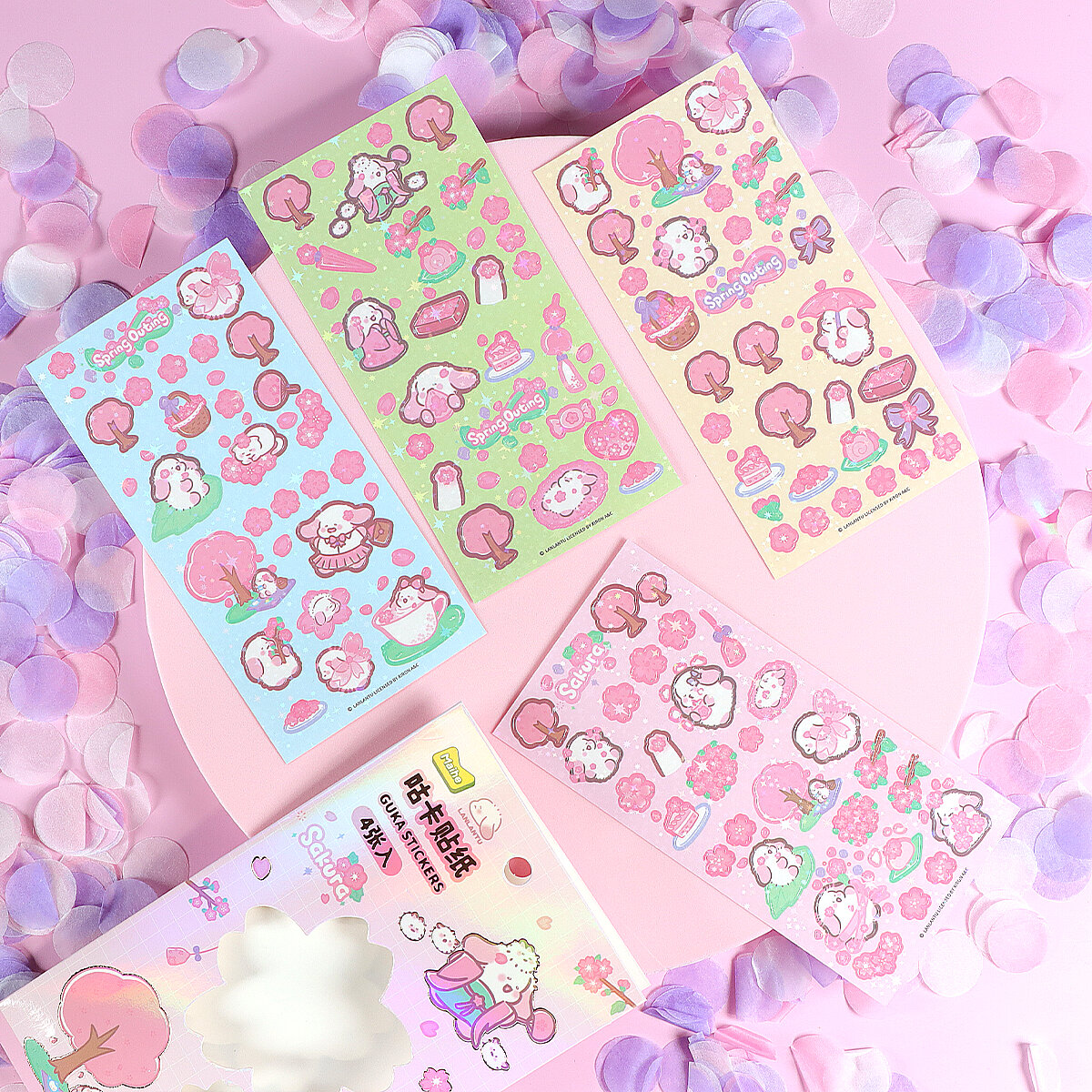 Glittriga stickersark - Sakura Bunny