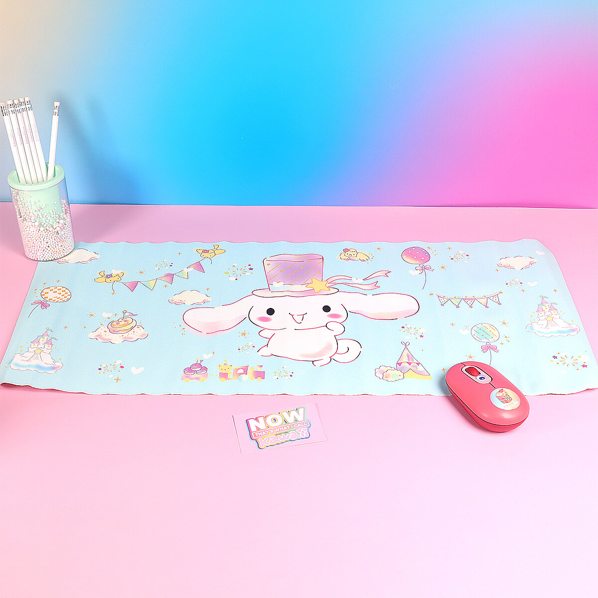Blått skrivbordsunderlägg - Cinnamoroll i hatt