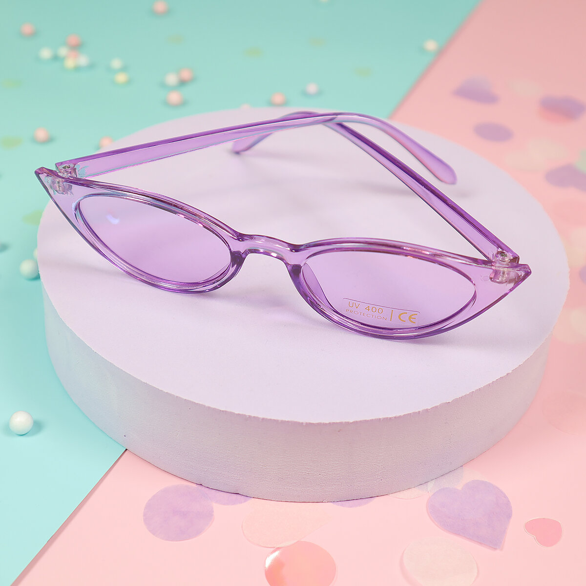 Solglasögon - smala cat eye i transparent lila