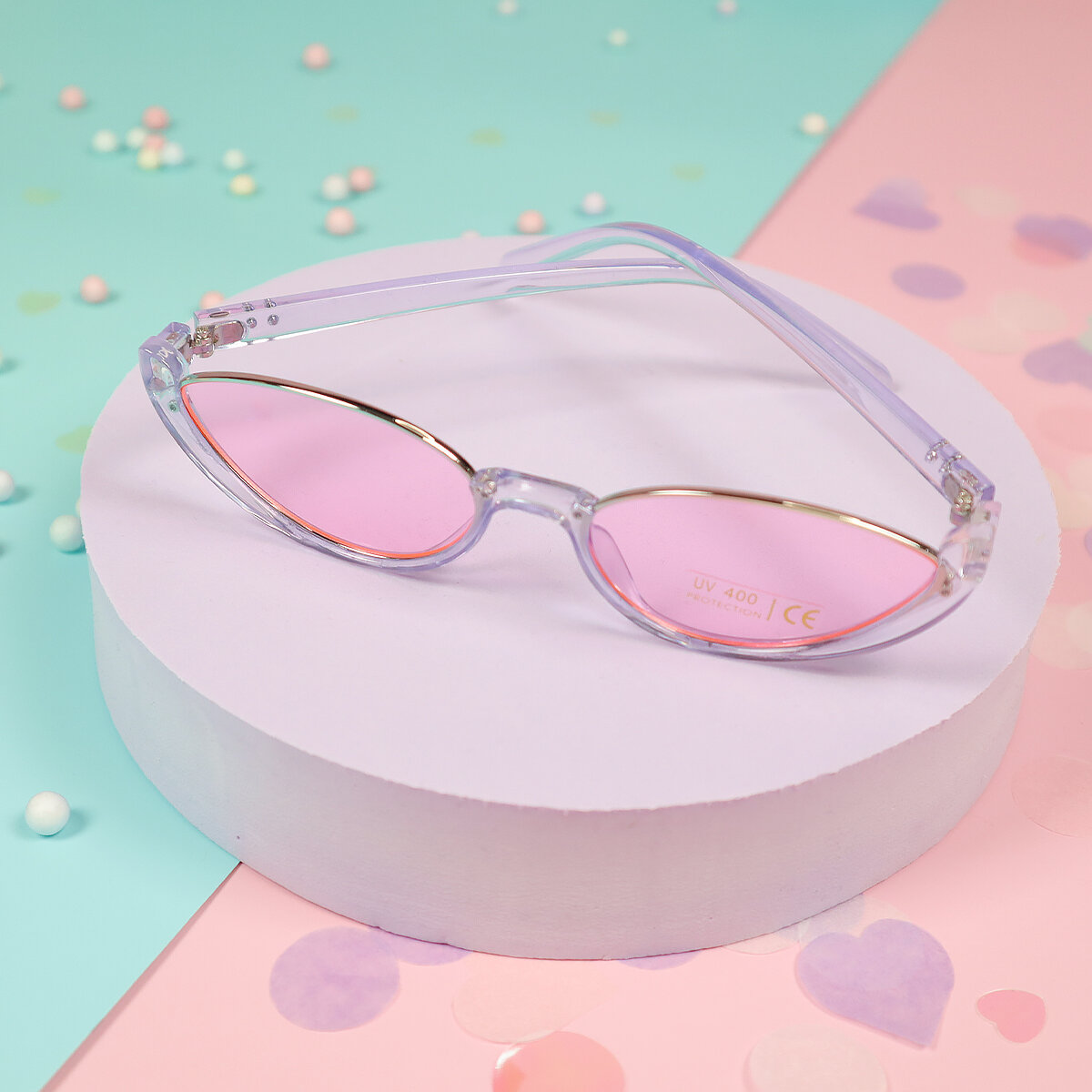 Solglasögon - halvbågade med transparent lila ram