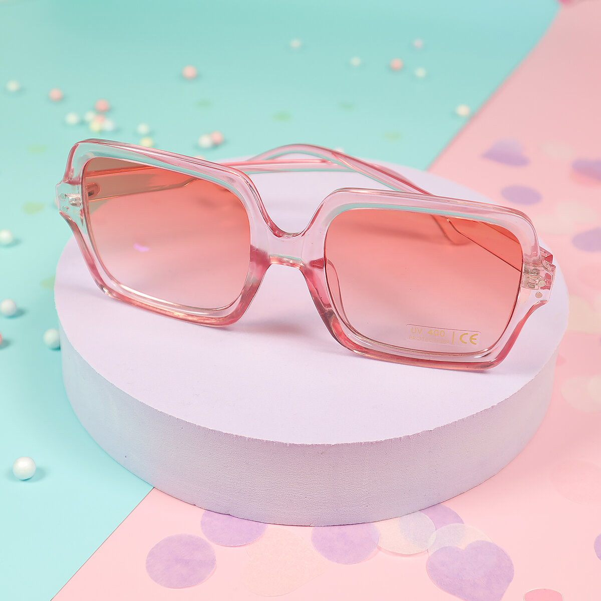 Solglasögon - stora rosa fyrkanter