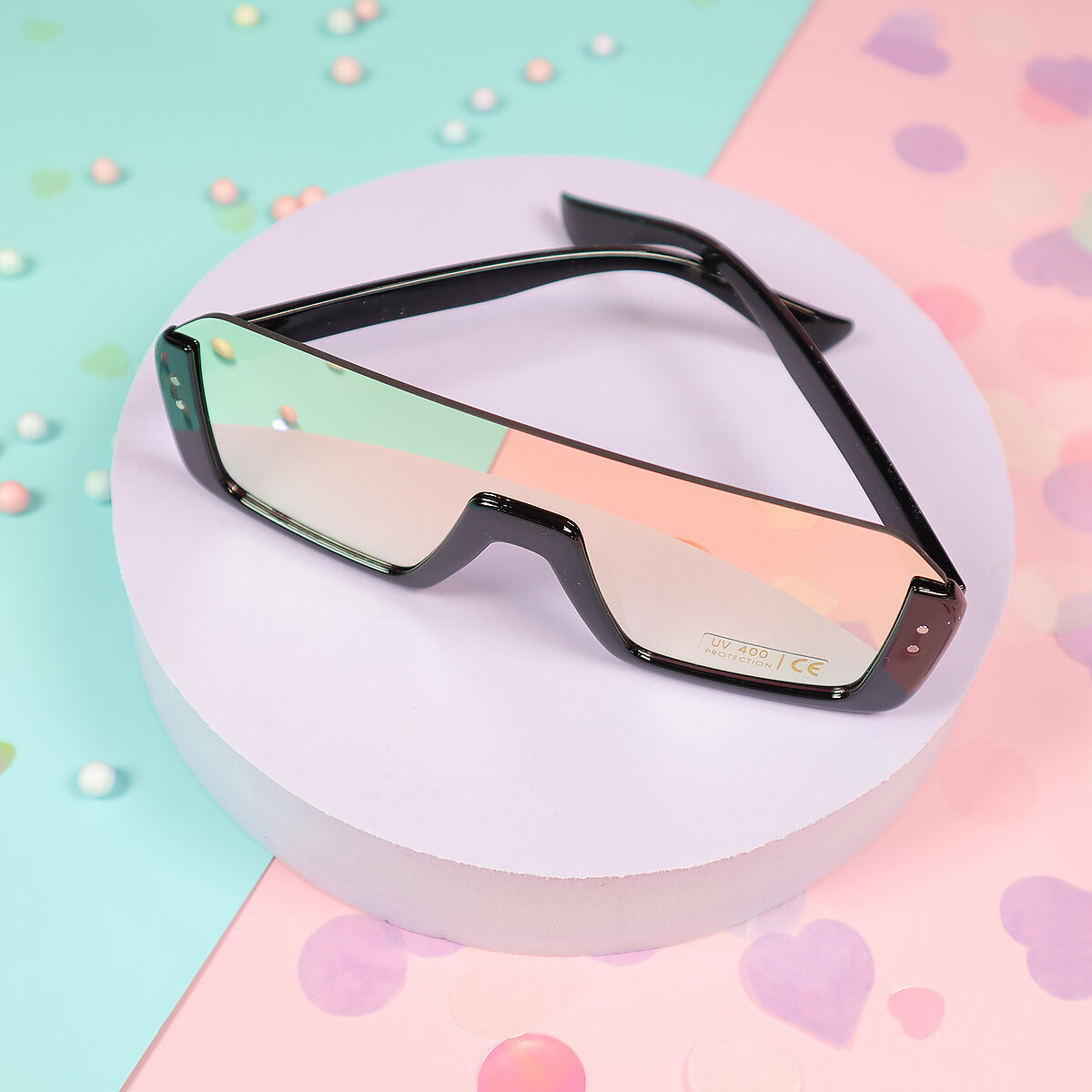 Solglasögon - stora retro med spegelglas