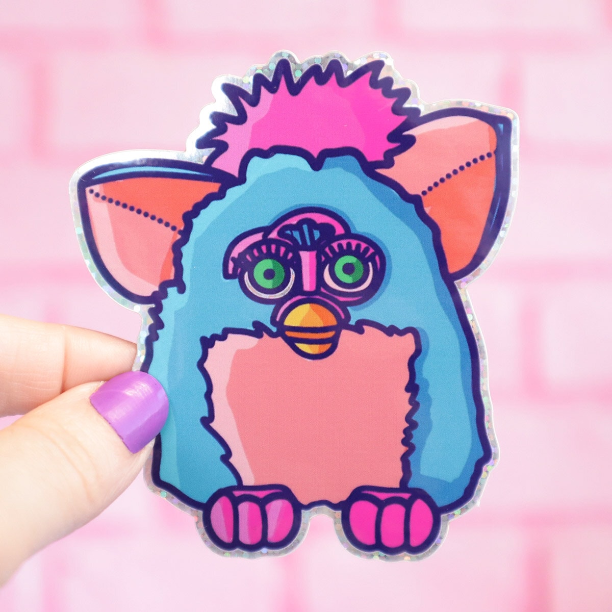 Glittrig sticker - Furby