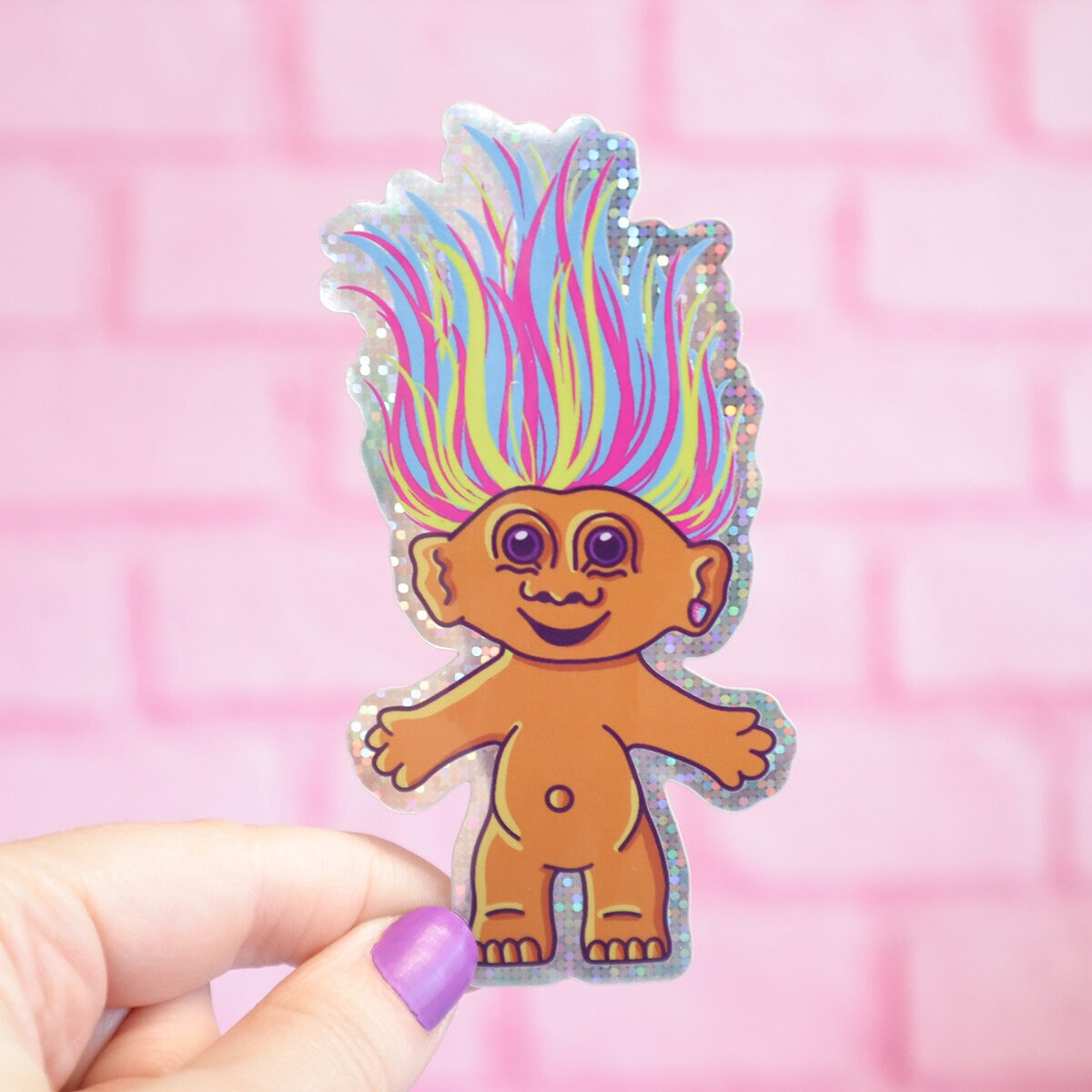 Glittrig sticker - Troll