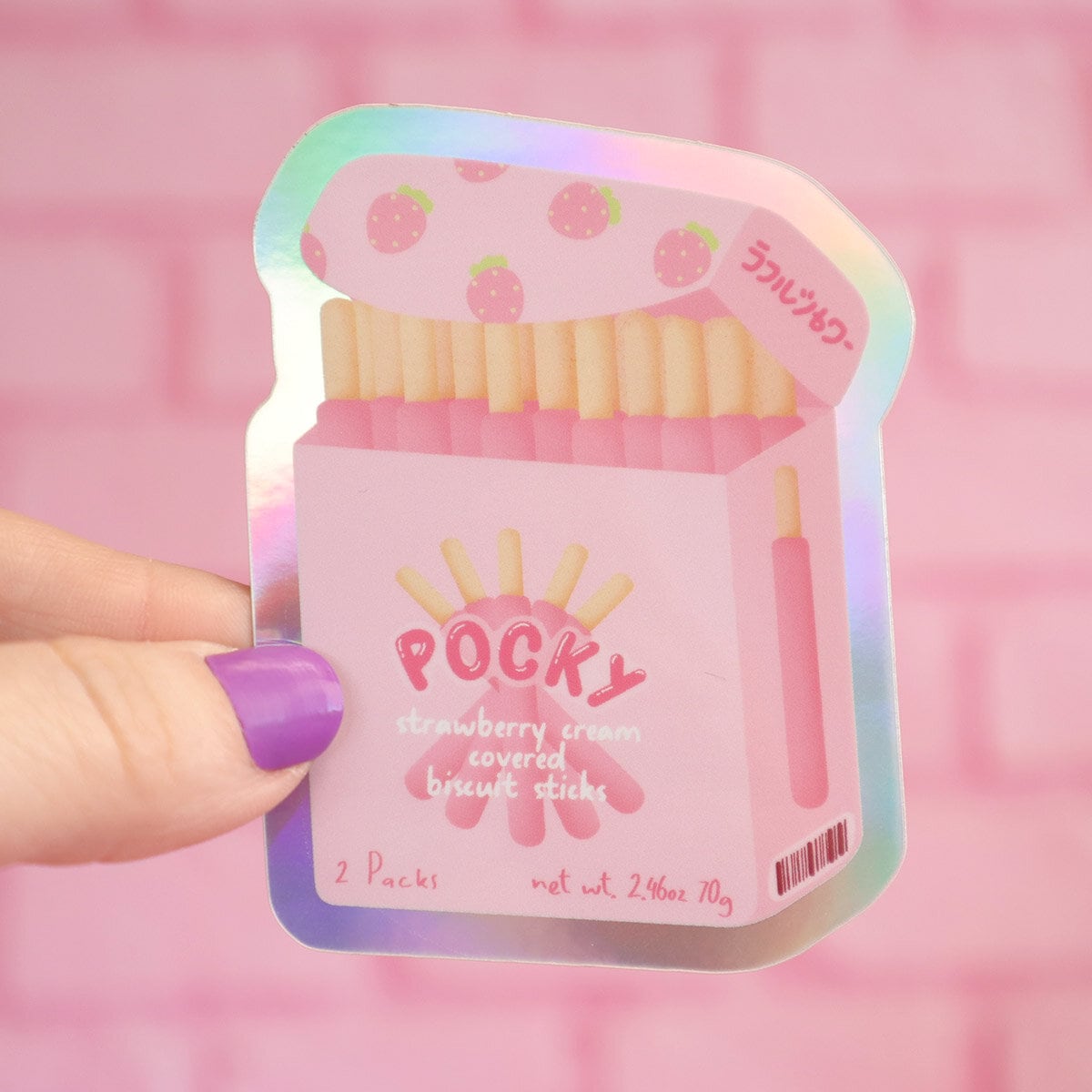 Holografisk sticker - Strawberry Pocky