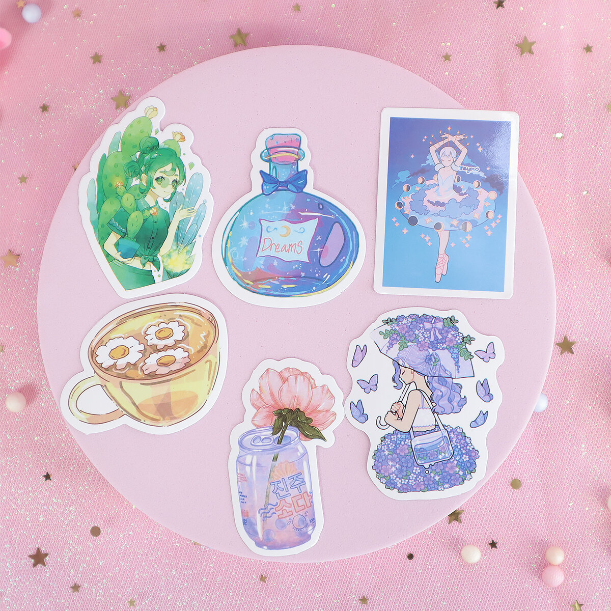 6-pack stickers cute aesthetic no 1