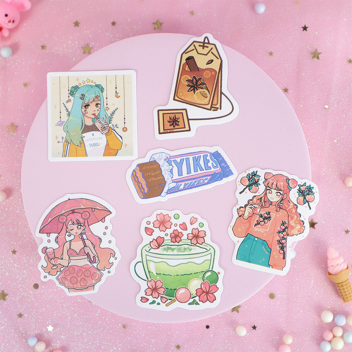 6-pack stickers cute aesthetic no 2
