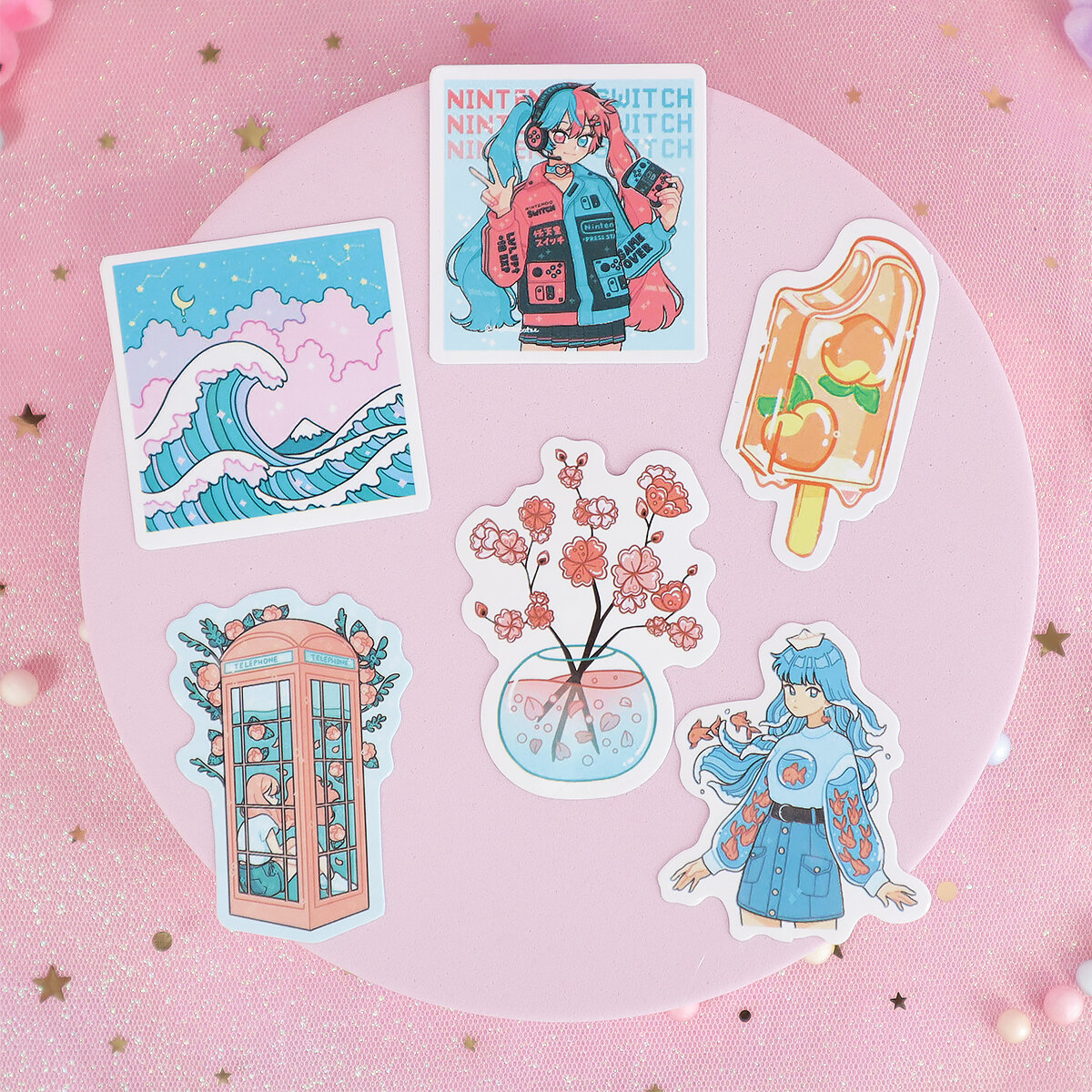 6-pack stickers cute aesthetic no 4