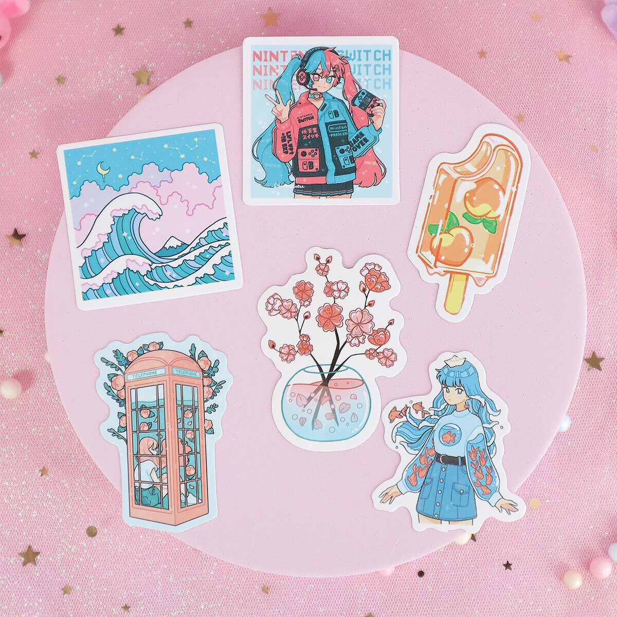 6-pack stickers cute aesthetic no 4
