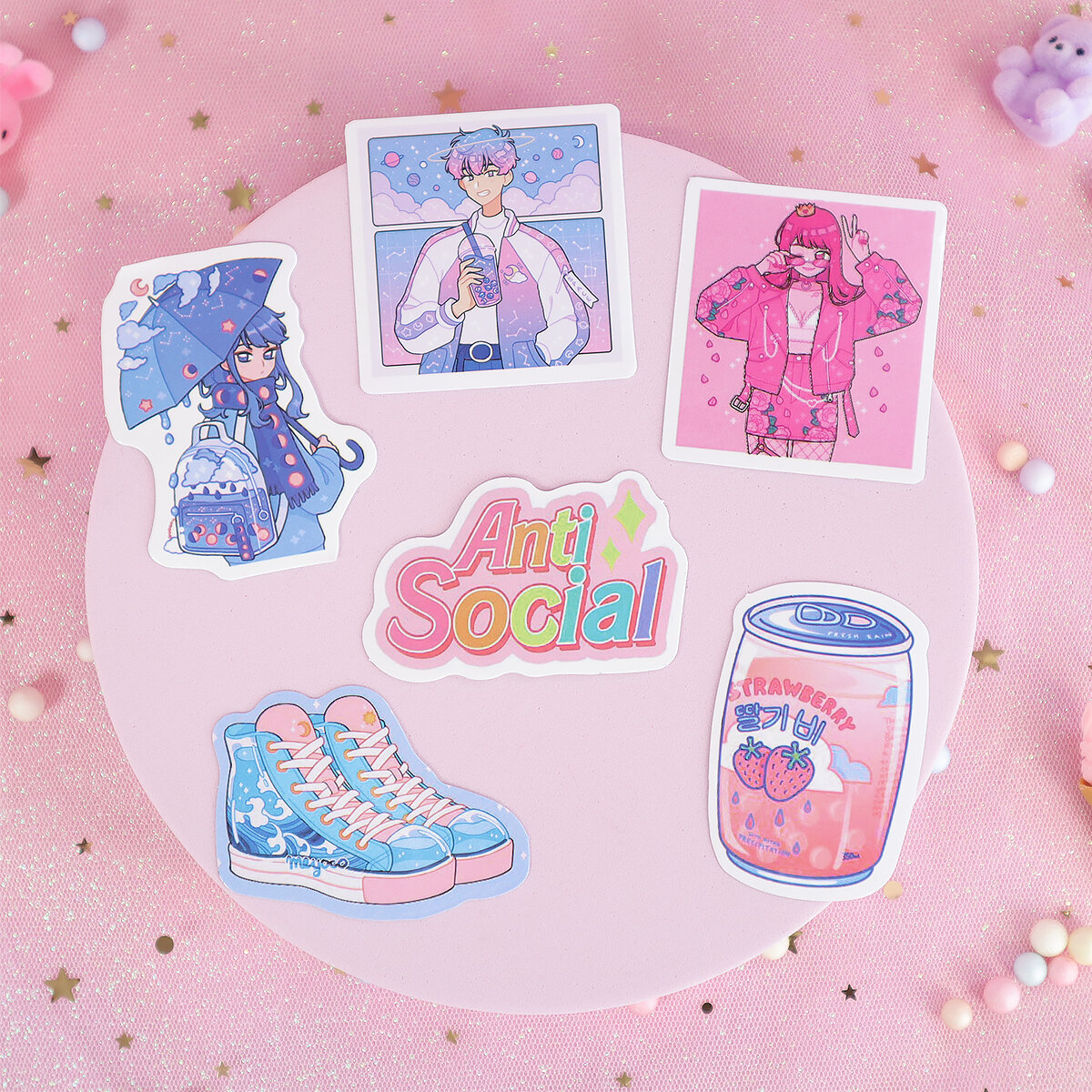 6-pack stickers cute aesthetic no 5
