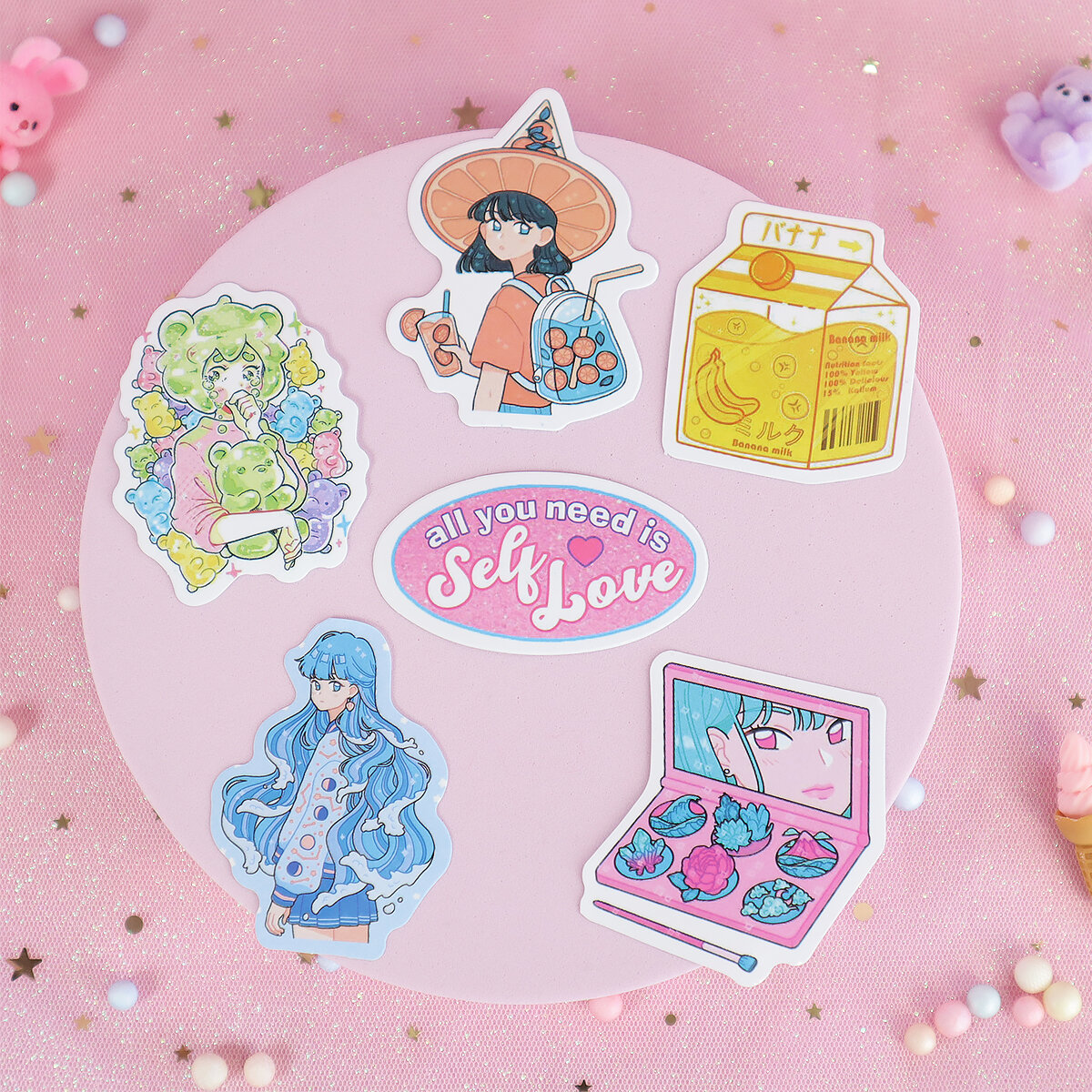 6-pack stickers cute aesthetic no 8
