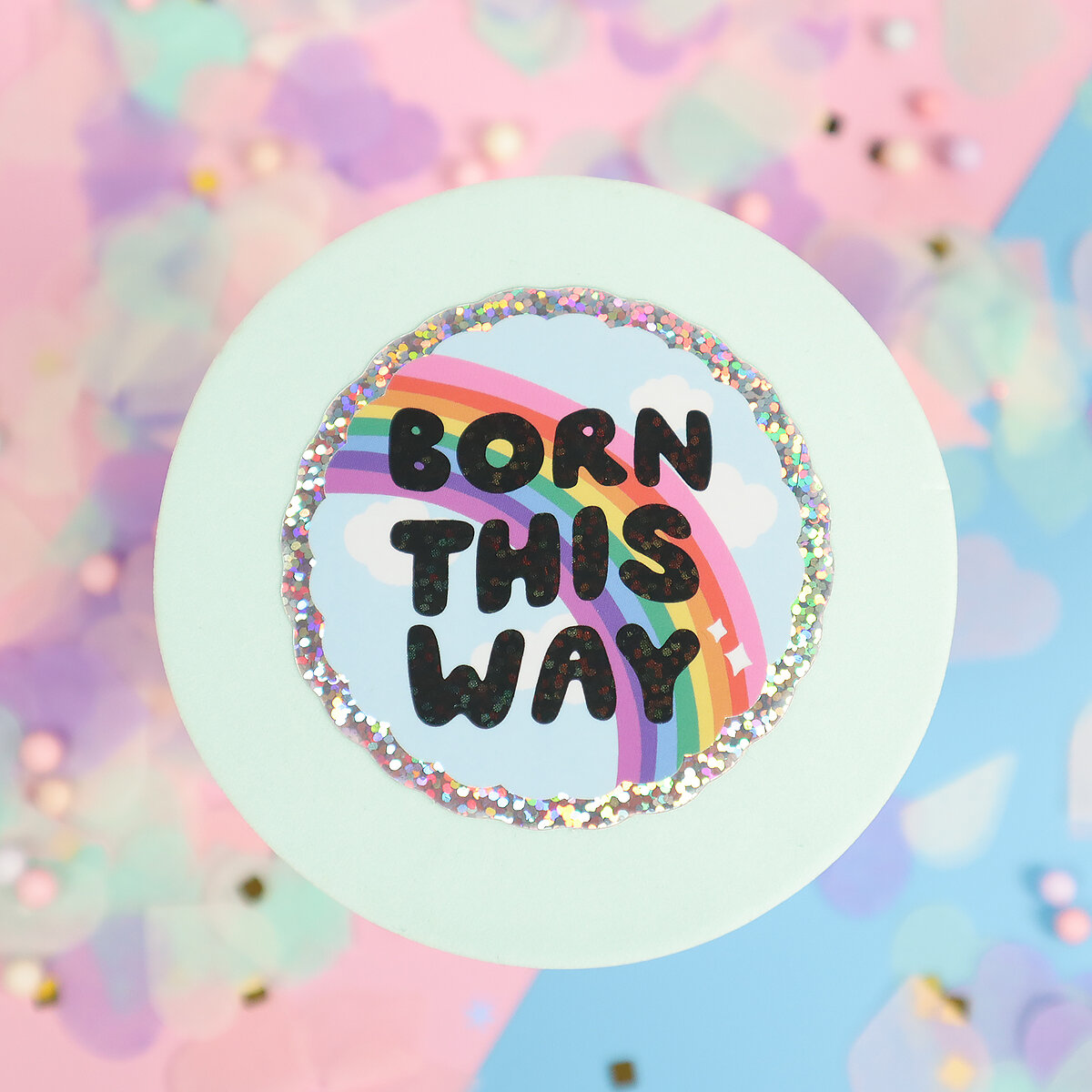 Glittrig sticker Born this way