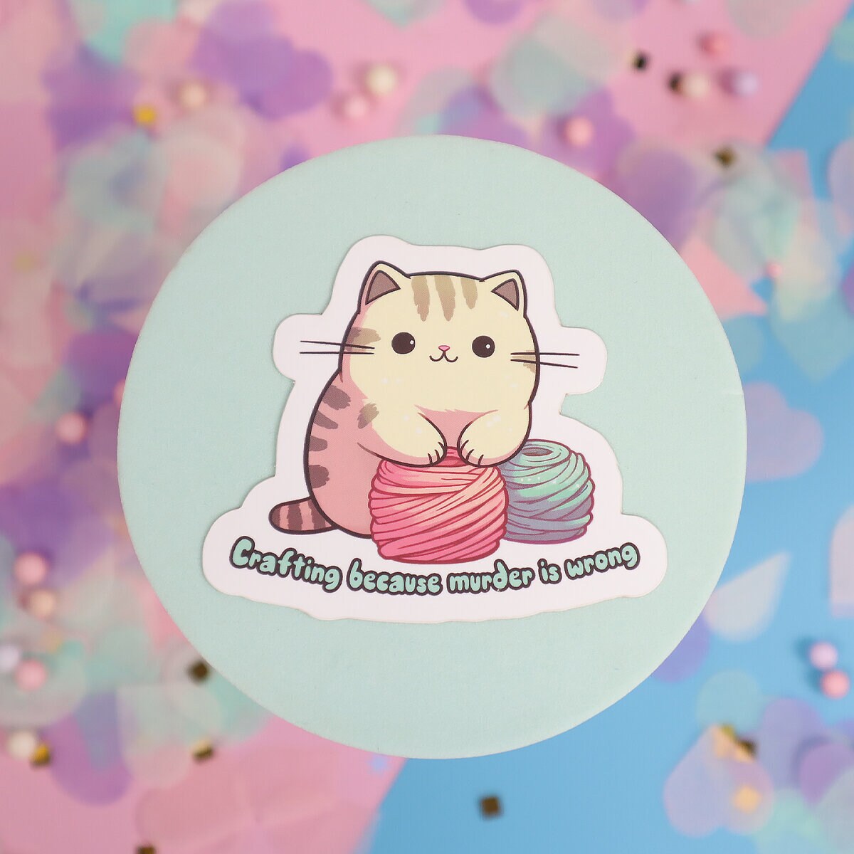 Stor sticker Crafting cat