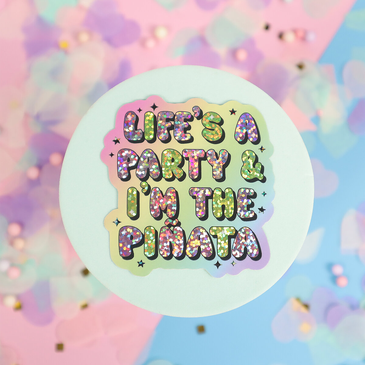Glittrig sticker I´m the piñata