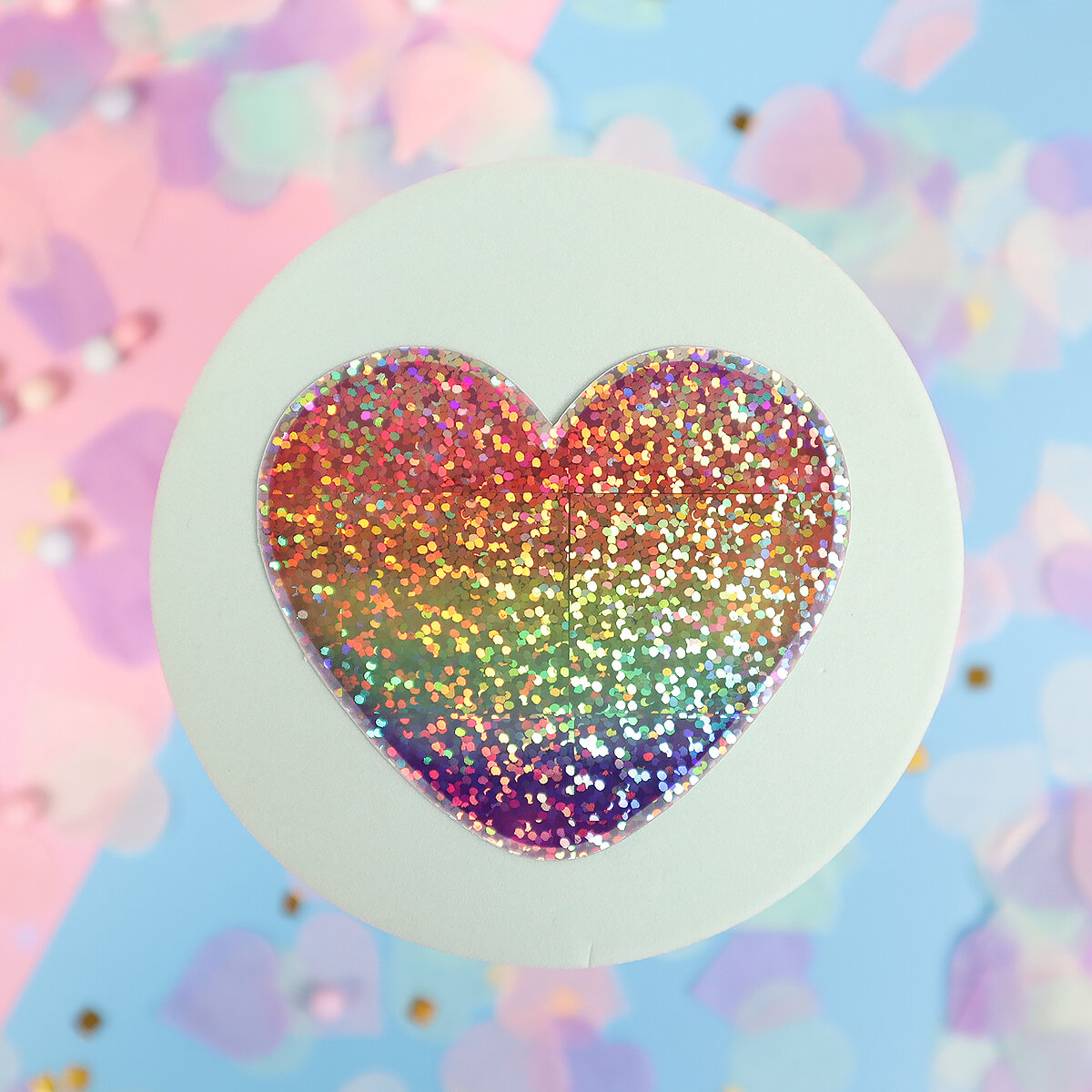 Glittrig sticker rainbow heart