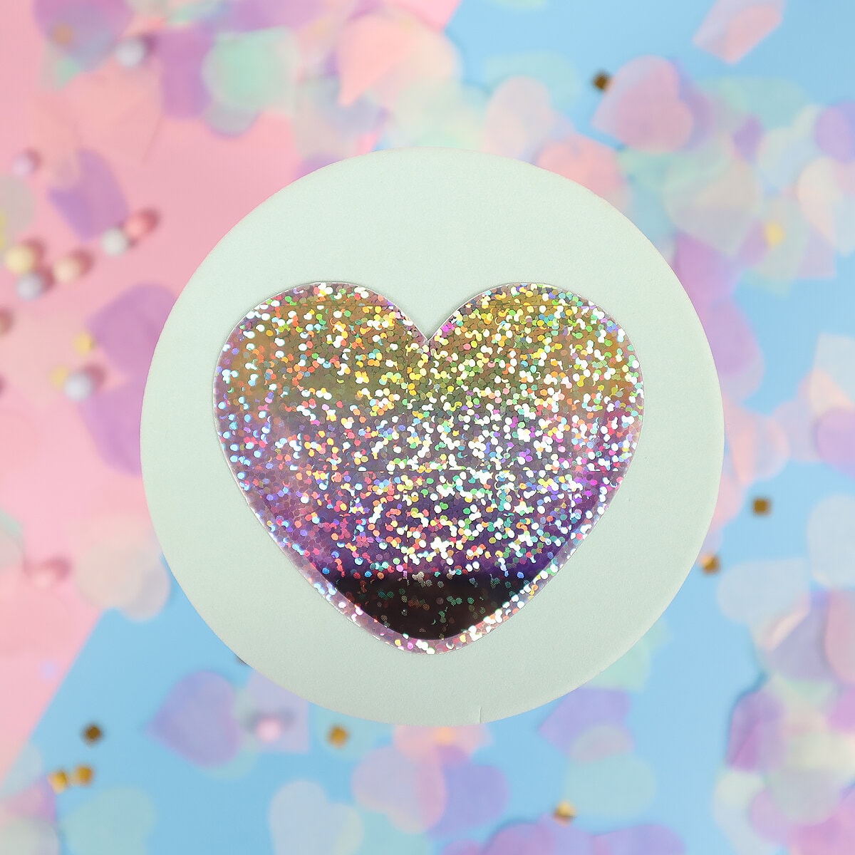 Glittrig sticker non binary heart