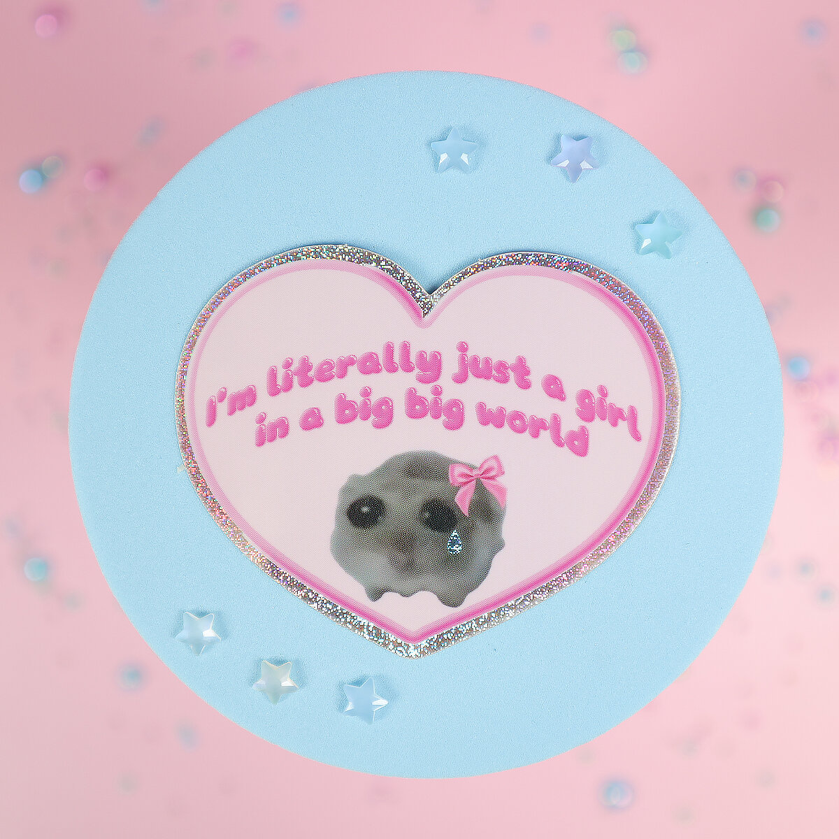 Stor sticker - Just a girl, sad hamster