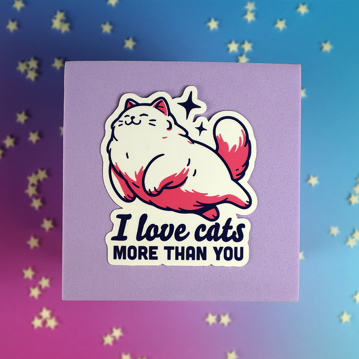 Stor sticker - I love cats