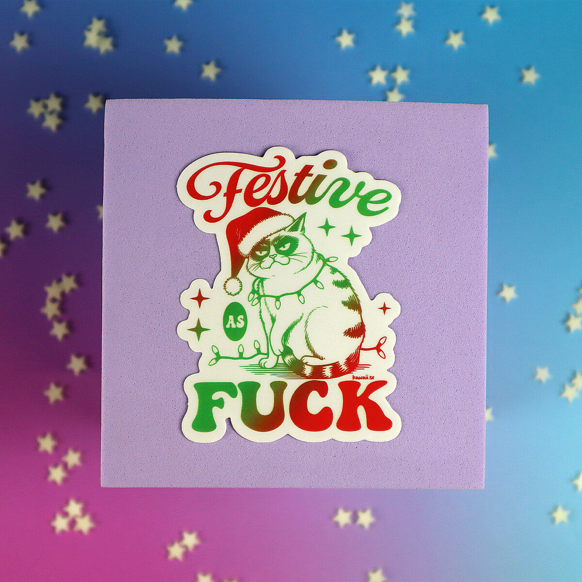 Stor transparent sticker - Festive as fuck