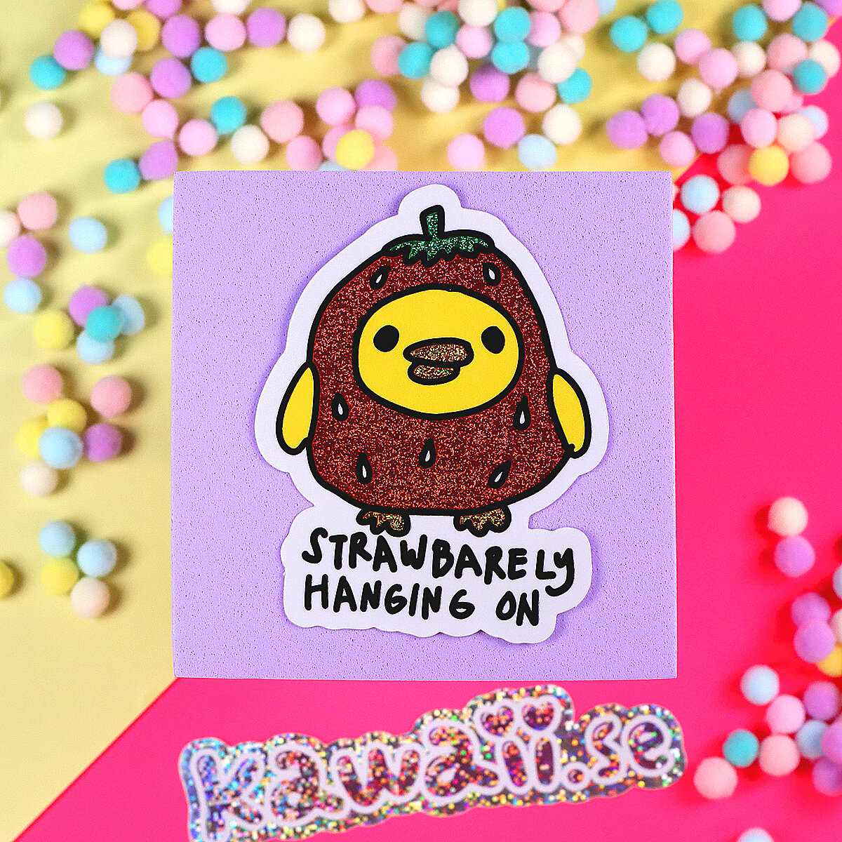Stor Sticker - Strawbarely hanging on