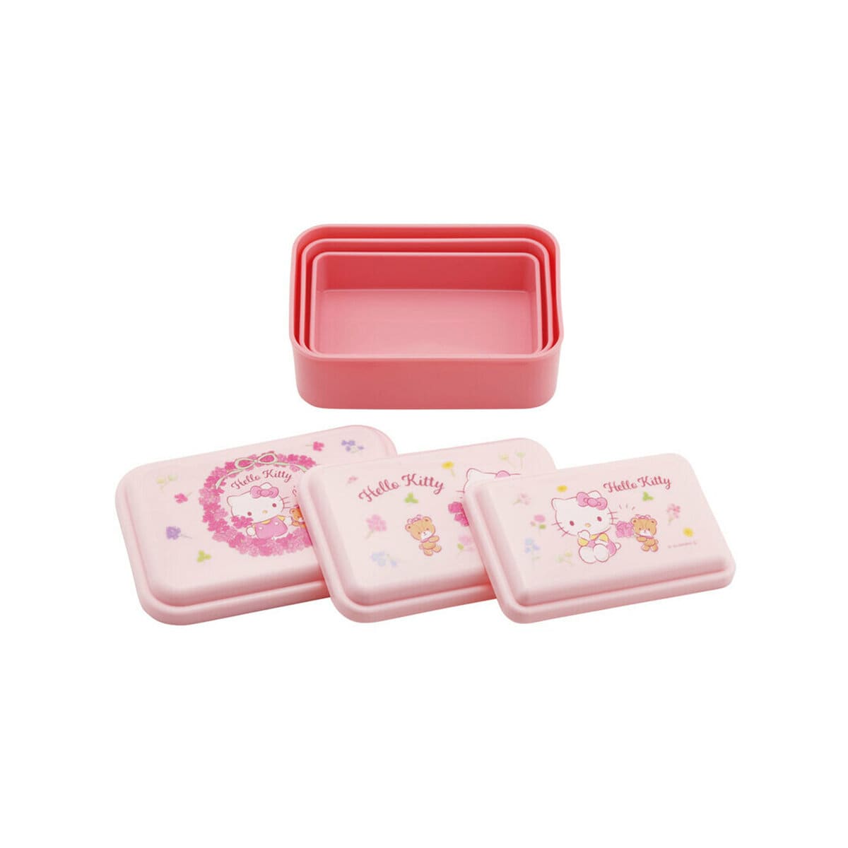 3-pack bentolådor - Hello Kitty Flower Wreath