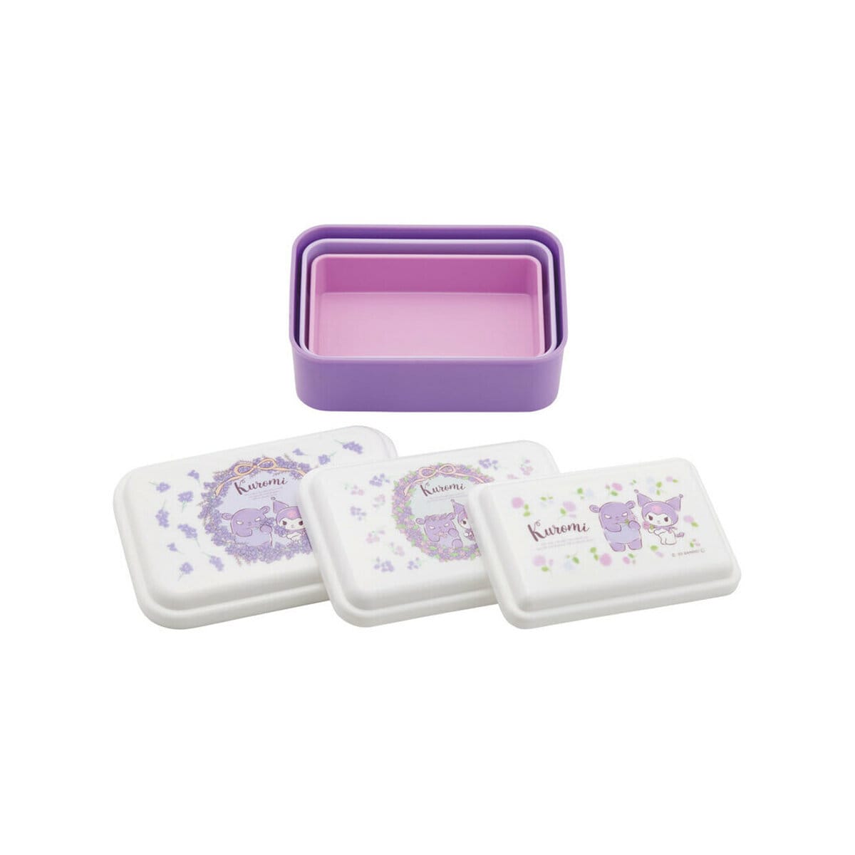 3-pack bentolådor - Kuromi Flower Wreath