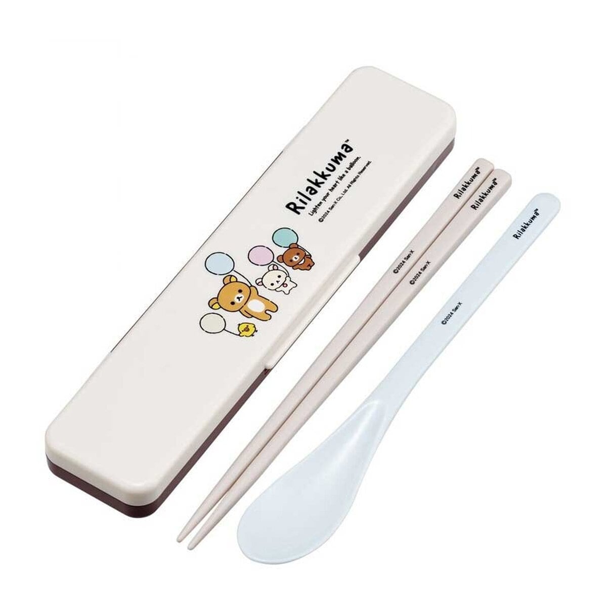 Ätpinnar & sked med fodral - Rilakkuma 18 cm