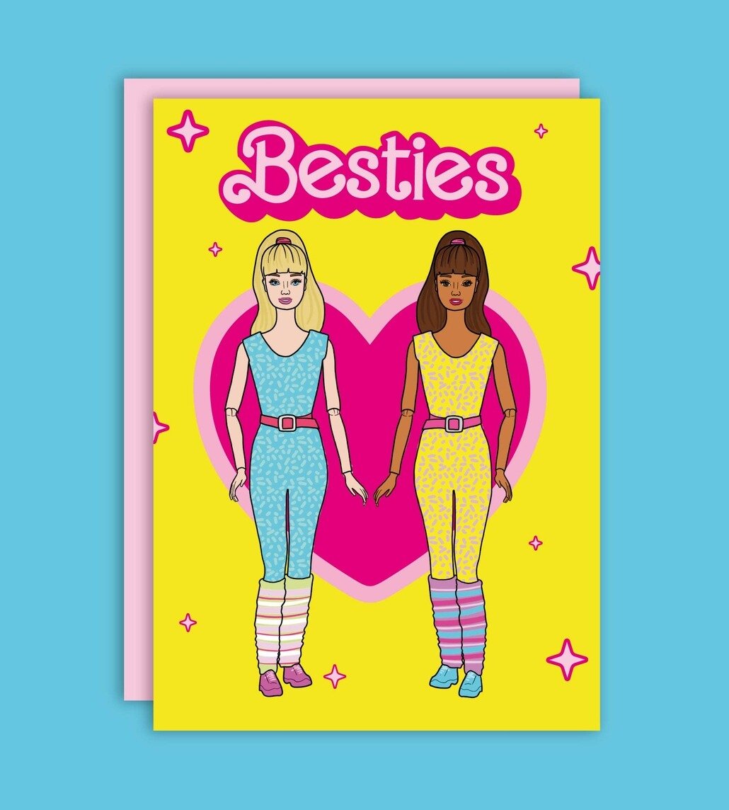 Kort med kuvert - Barbie Besties