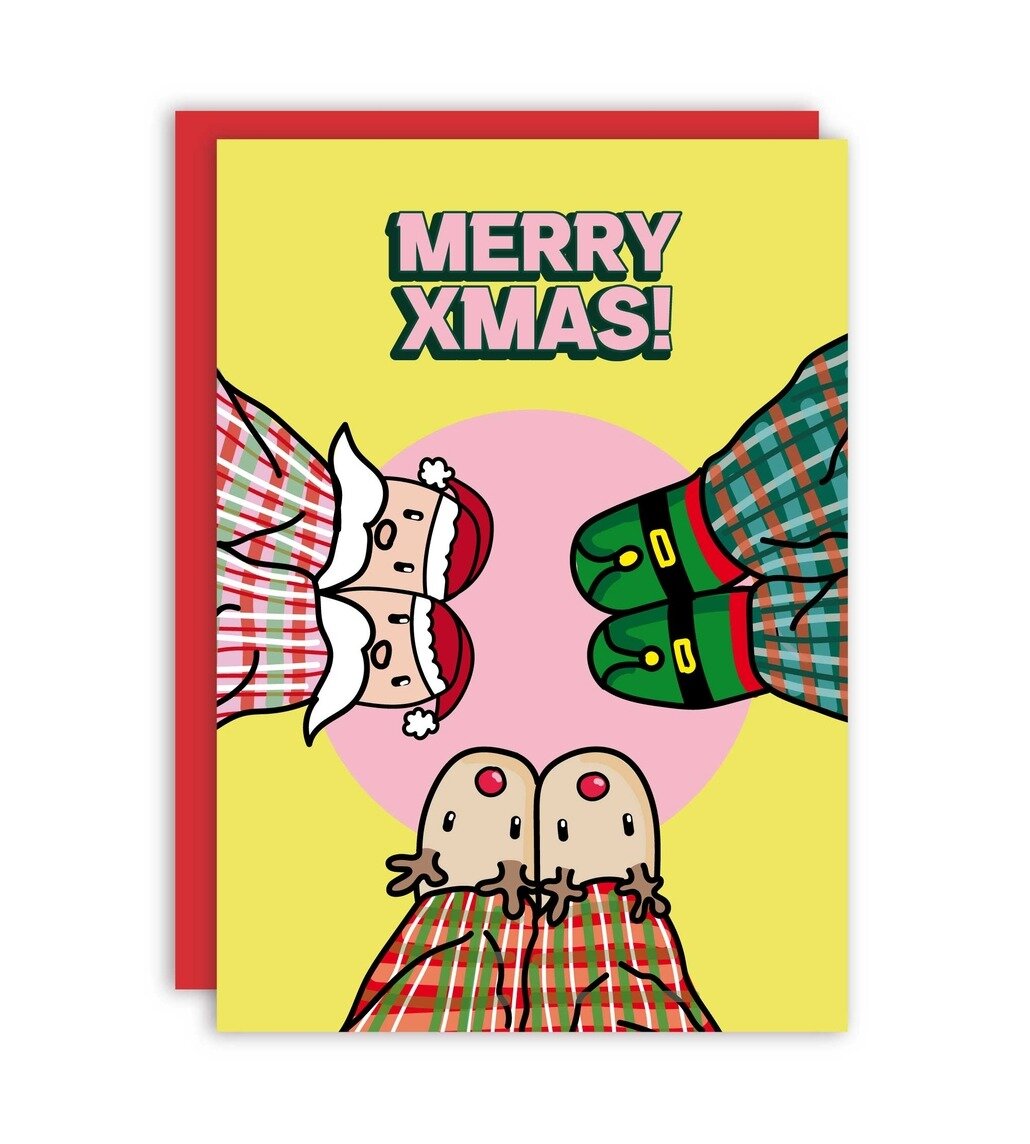 Kort med kuvert - Merry Xmas Slippers