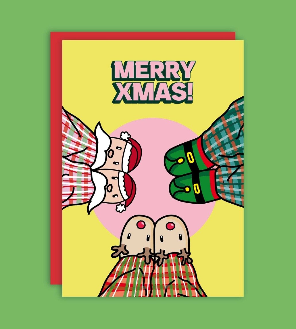 Kort med kuvert - Merry Xmas Slippers
