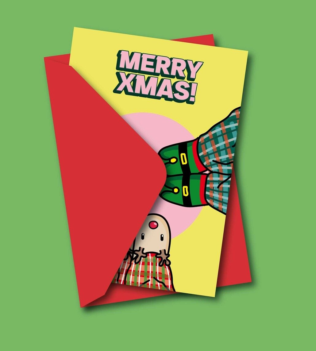 Kort med kuvert - Merry Xmas Slippers