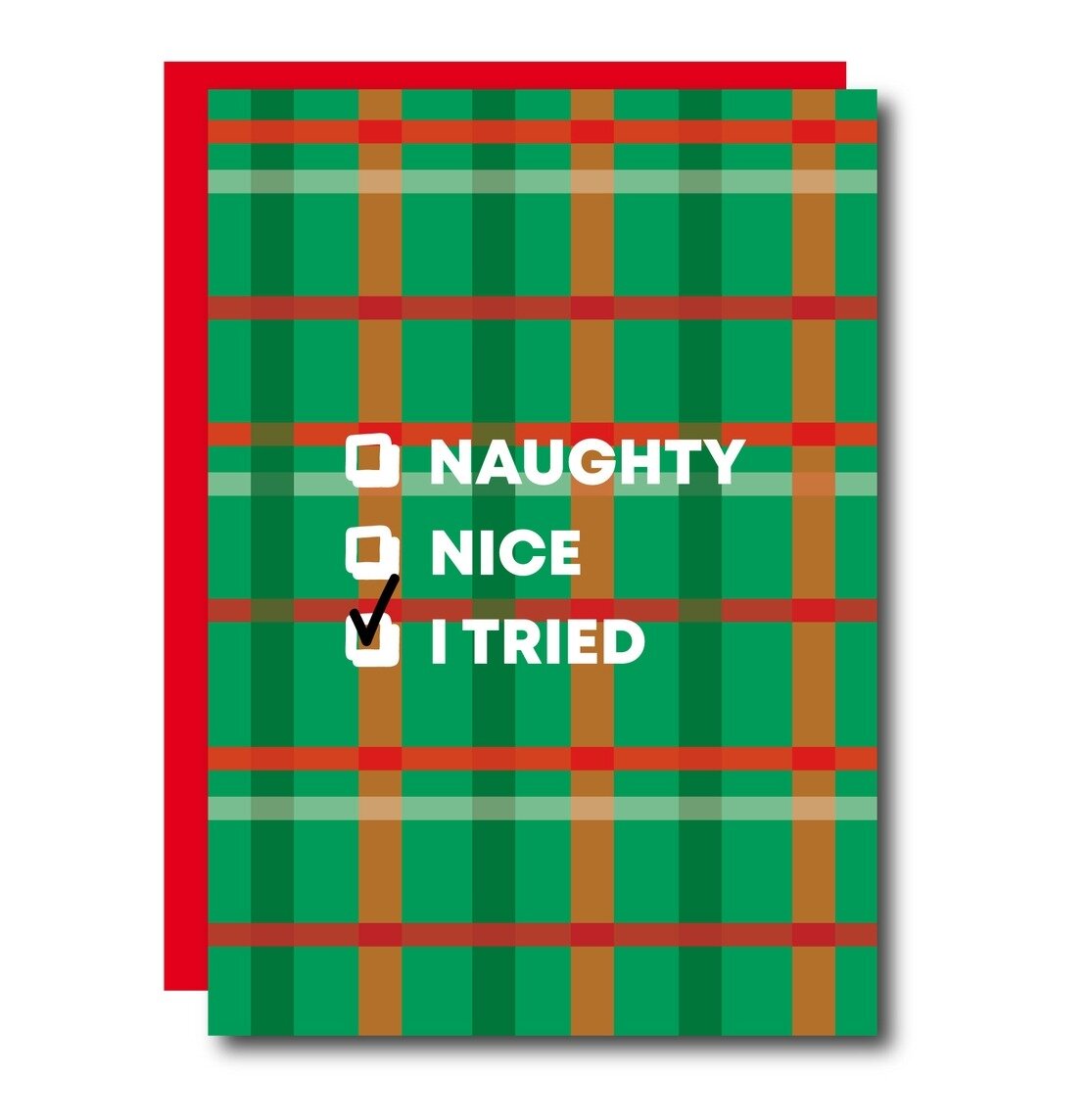 Kort med kuvert - Naughty, Nice, I Tried