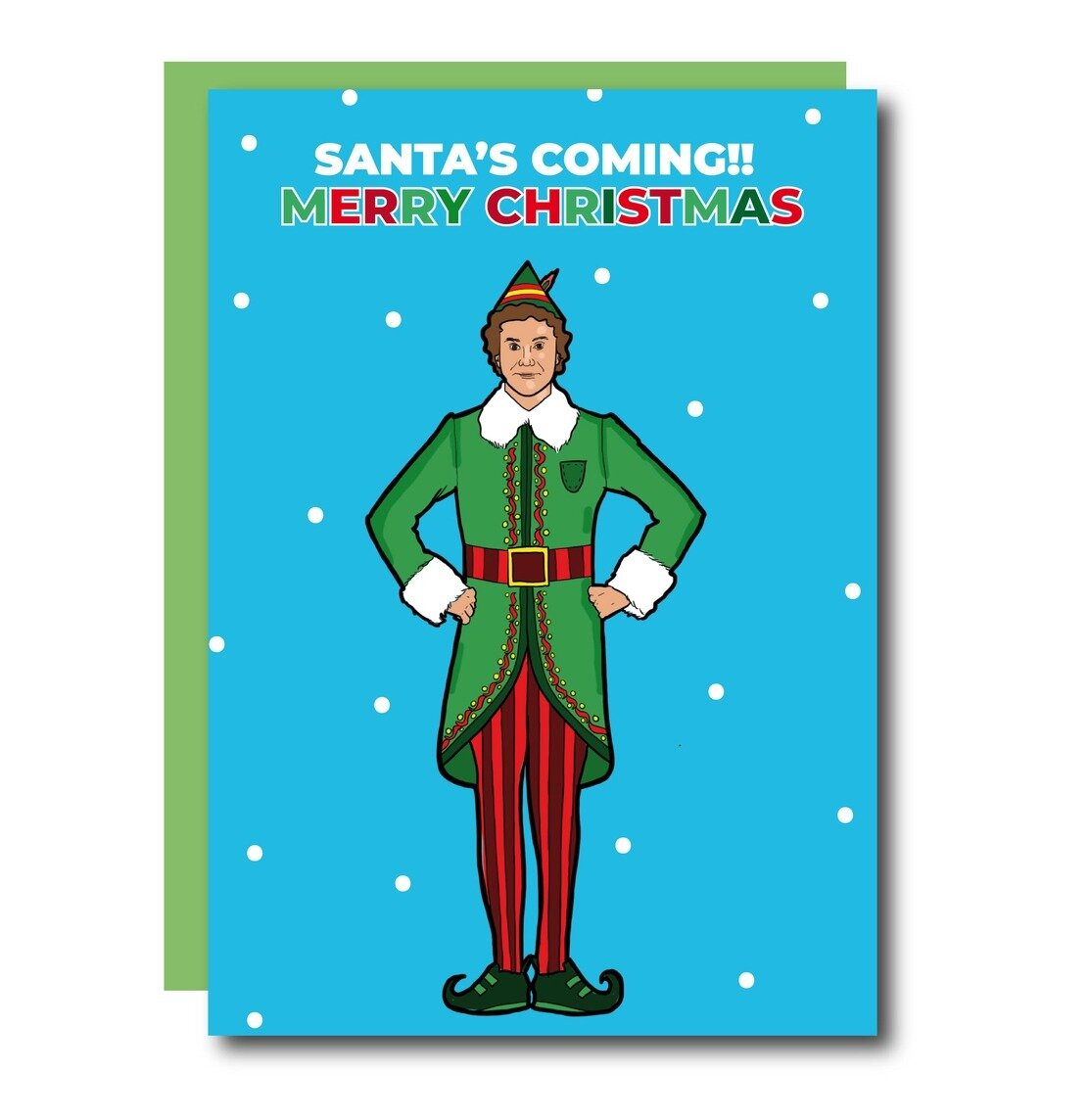 Kort med kuvert - Santa´s Coming, Elf