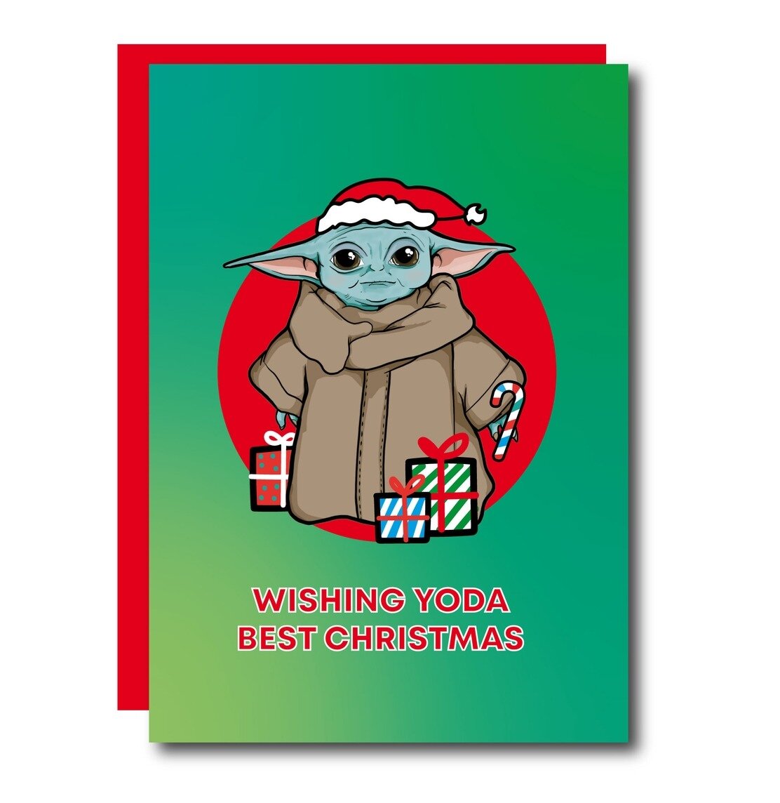Kort med kuvert - Wishing Yoda Best Xmas
