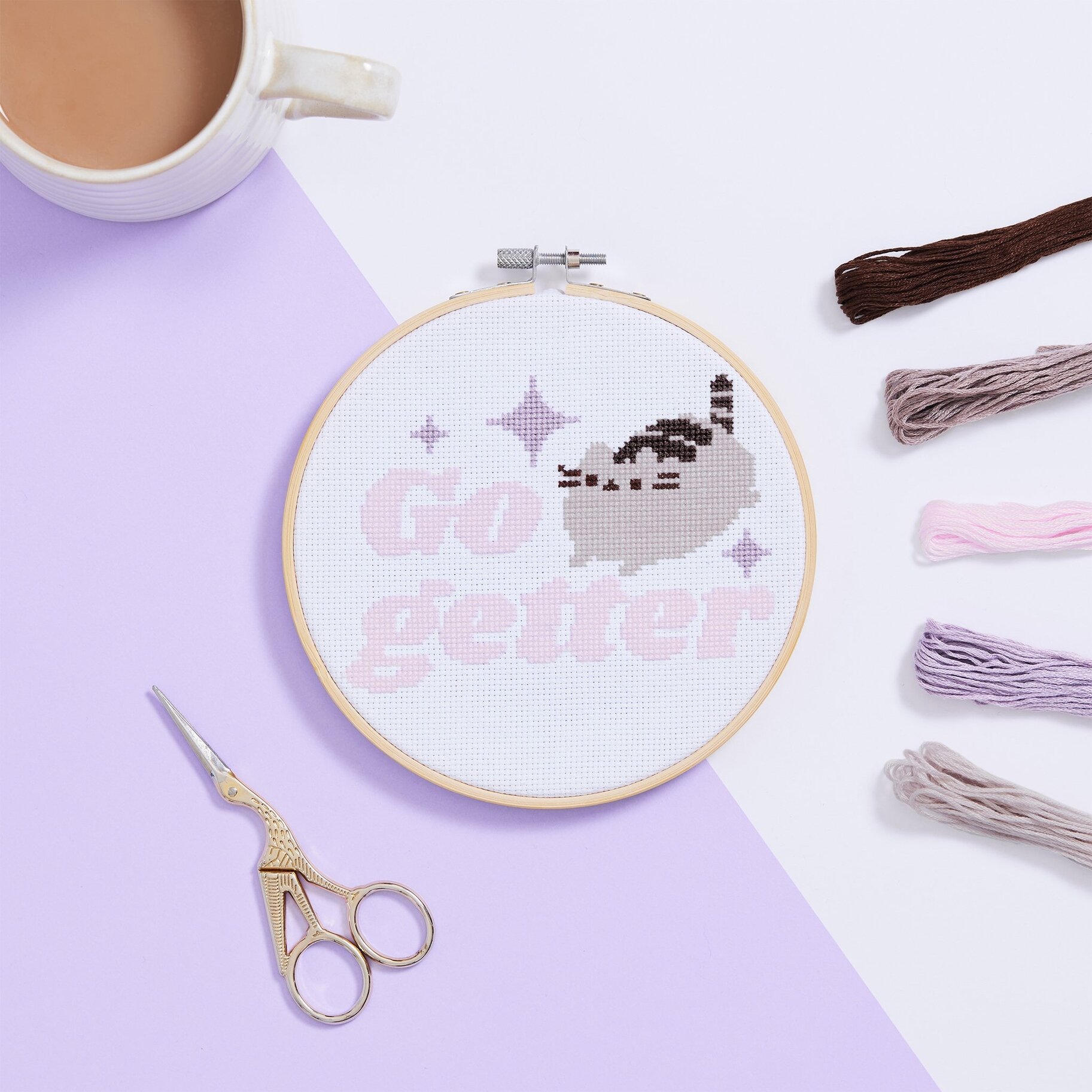 Korsstygn-kit - Pusheen, Go Getter