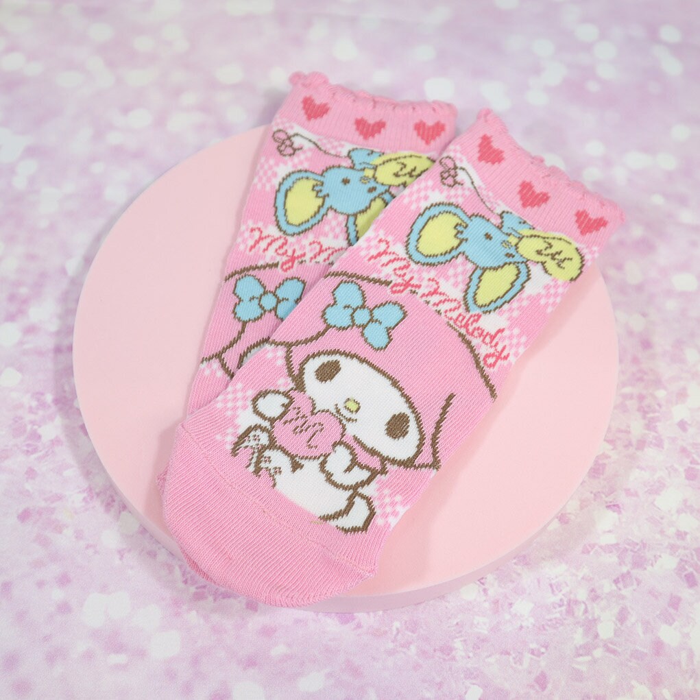Rosa My Melody-strumpor med kompis